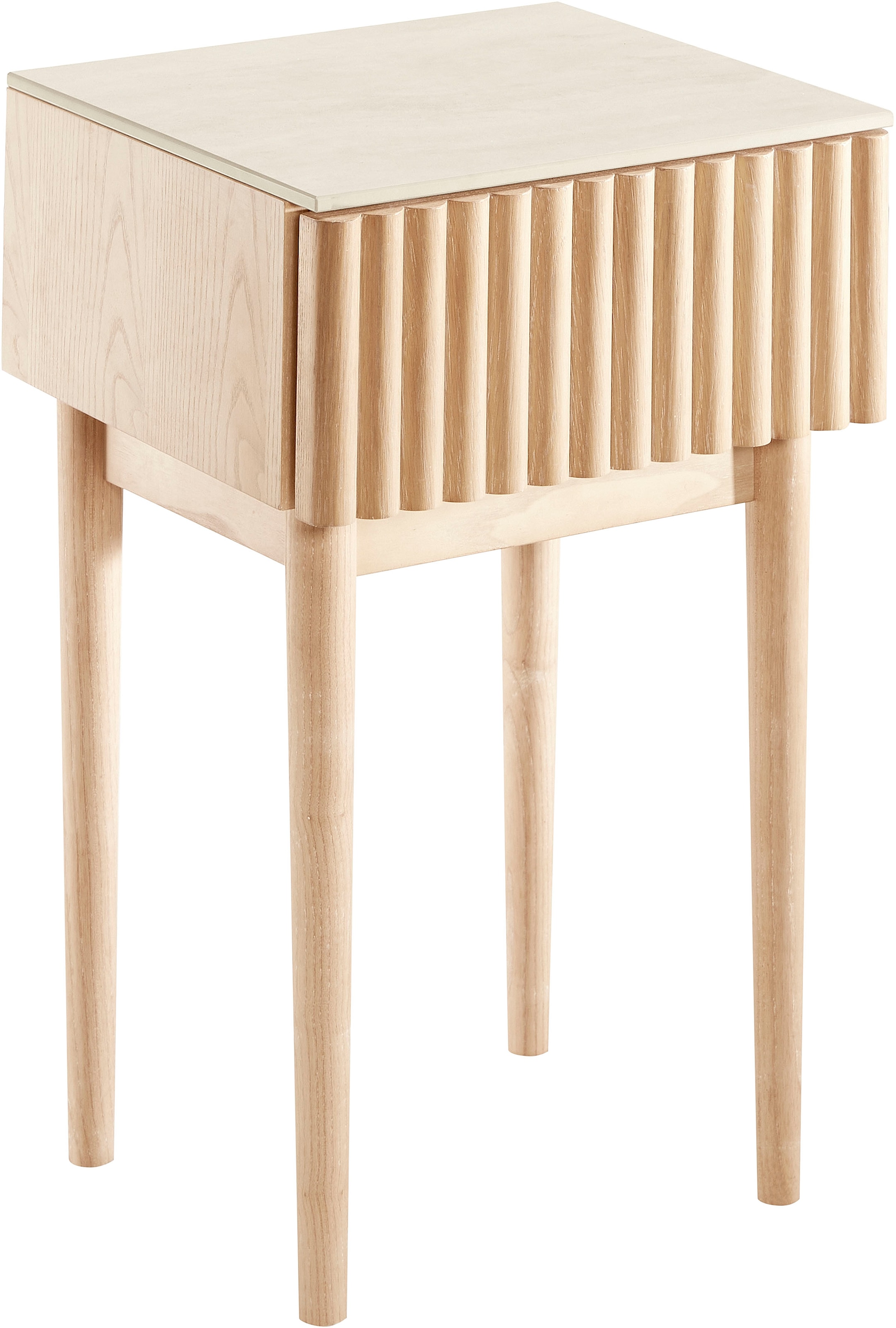 homsy by Ana Johnson Nachttisch »Solva« geriffelte Front, helle Holzoptik aus Eschenholz, Breite 39 cm