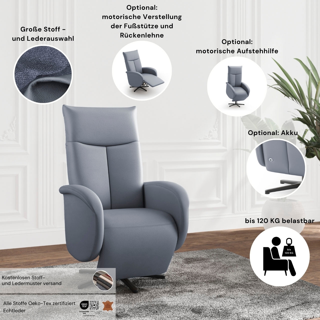 sit&more TV-Sessel »Zora« wahlweise mit Aufstehhilfe, 2 Motoren und Akku