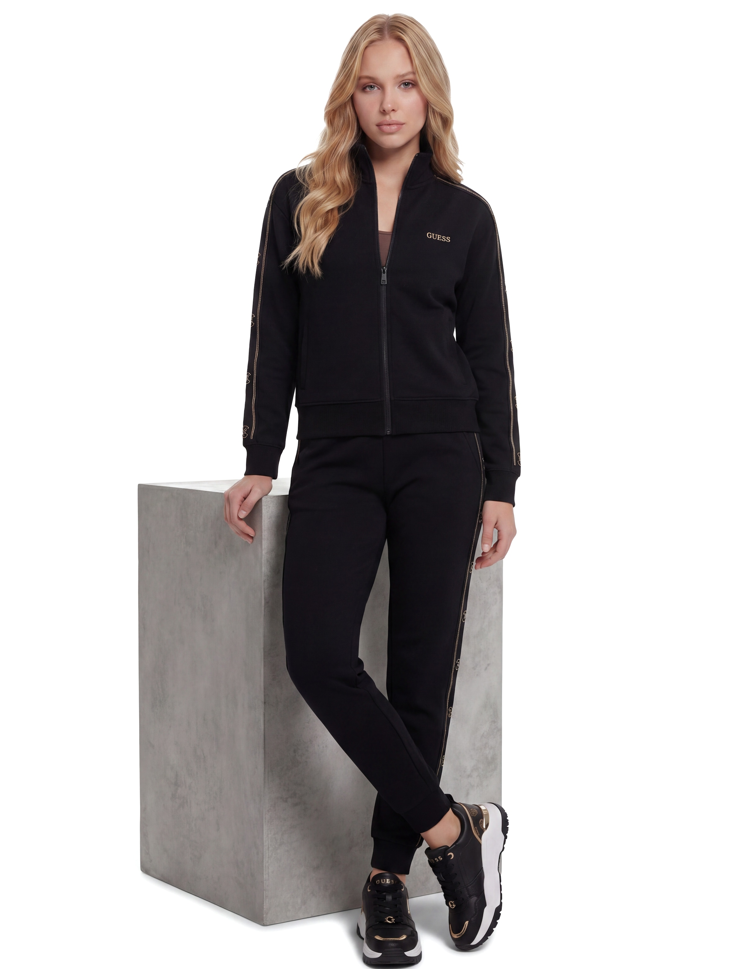Guess Veste sweat »OCTAVIA HIGH NECK FULL-ZIP« mit Strass-Steinen, Stehkragen