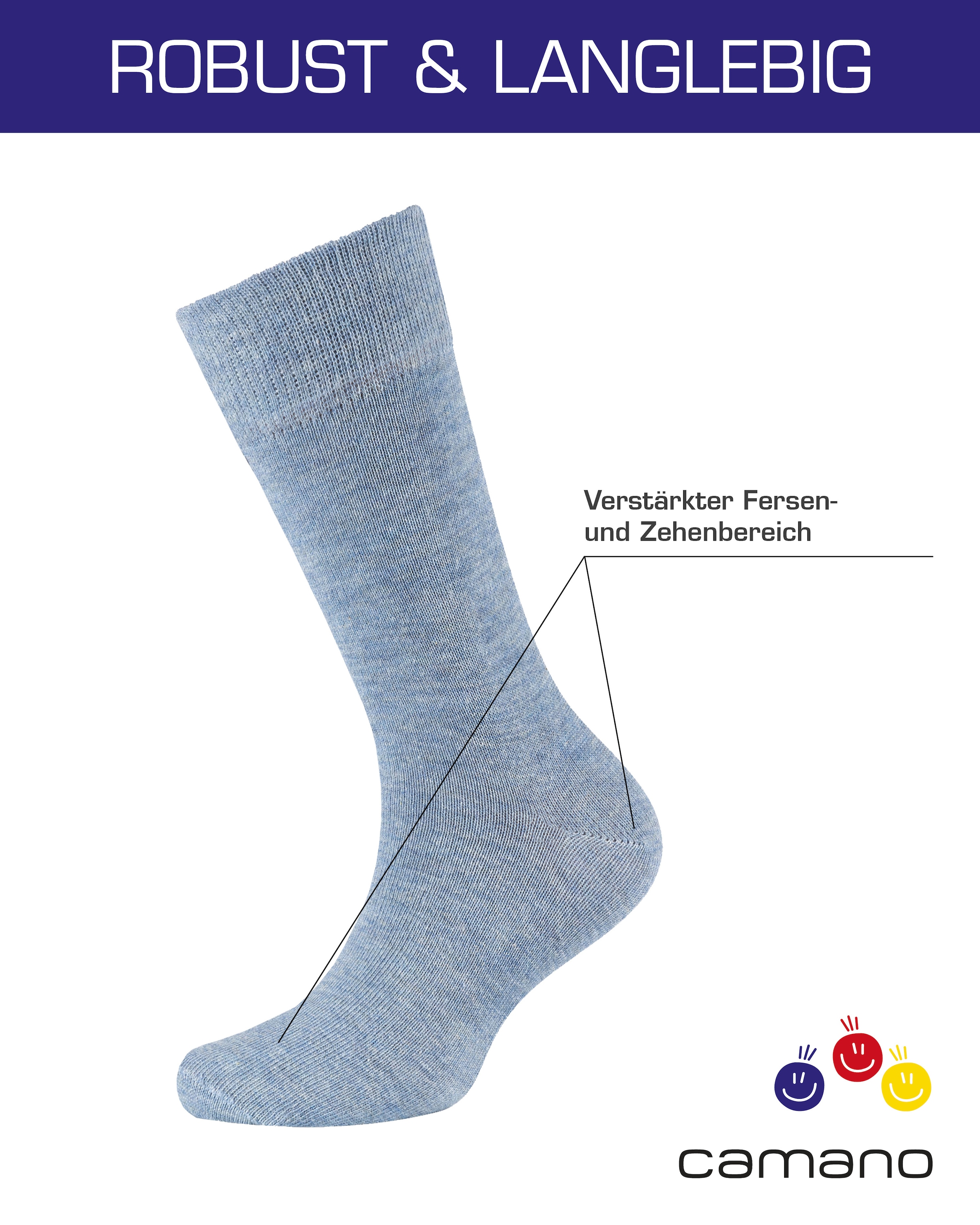 Camano Socken »ca-soft« 6 Paar,  mit Komfortbund und gepolsterten Zehen-/Fersenbereich