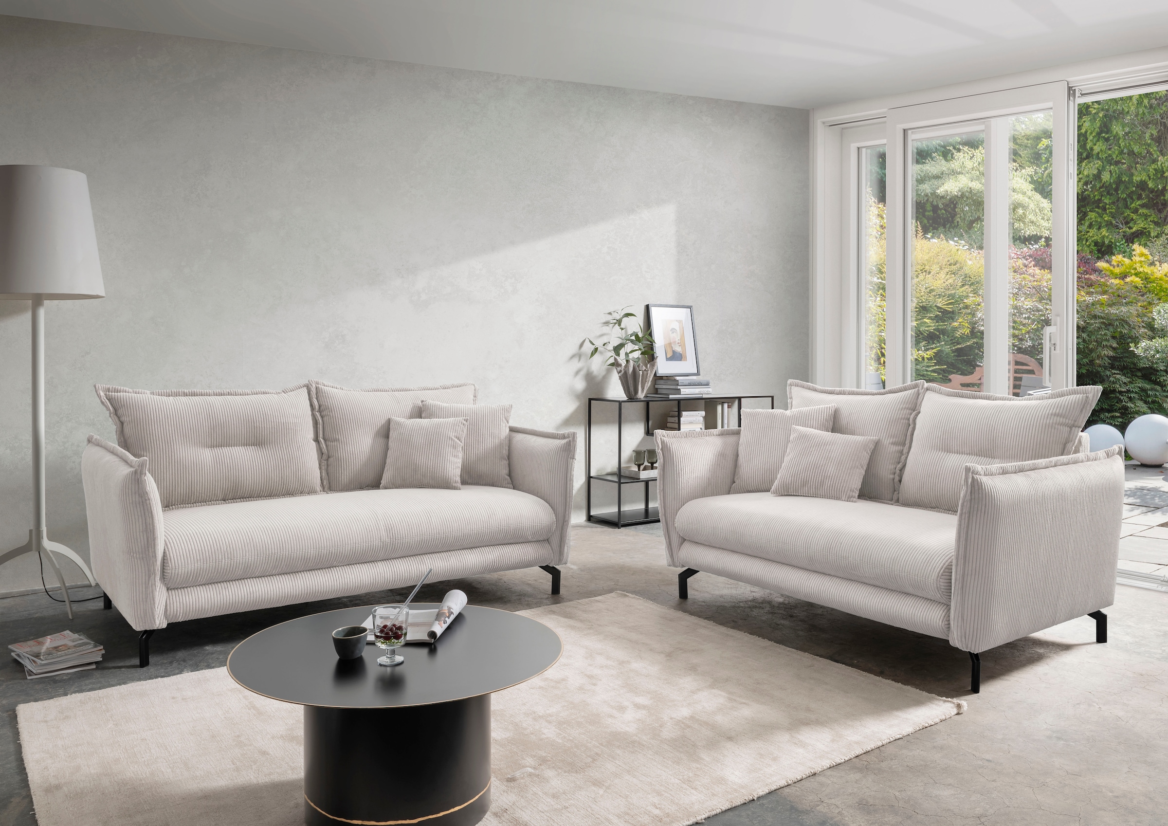 Home affaire Groupe de sièges »LAVA modern und elegant, aktuelle Kissenoptik« 3-Sitzer und 2-Sitzer, 2 pièces tlg. Armlehnen verstellbar