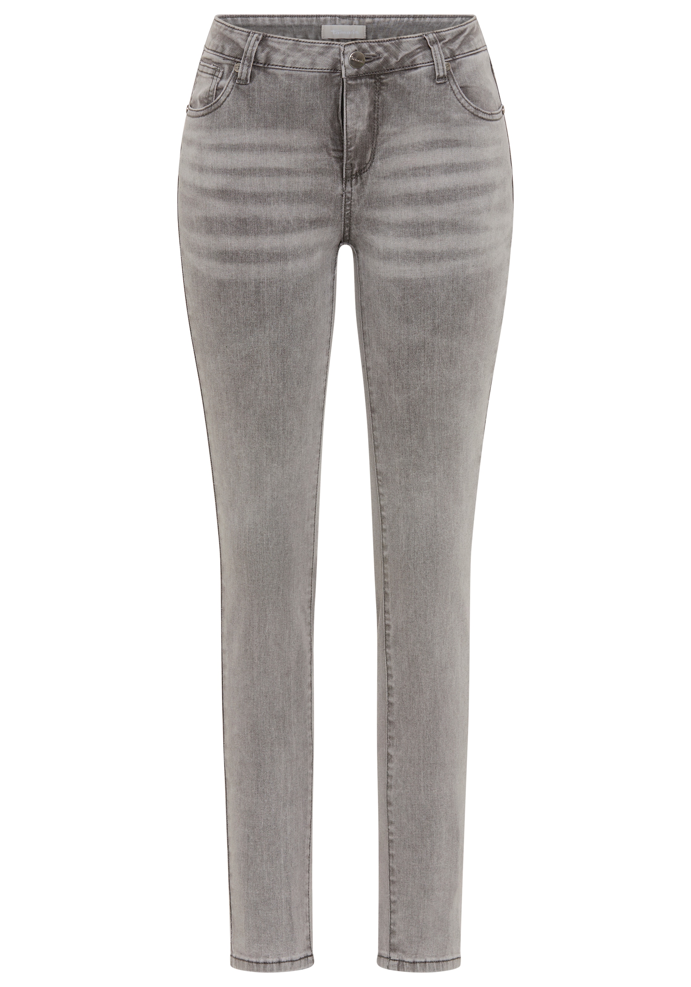 Tamaris Skinny-fit-Jeans schmale Beinweite, mit Gürtelschlaufenbund, mit Metallreissverschluss