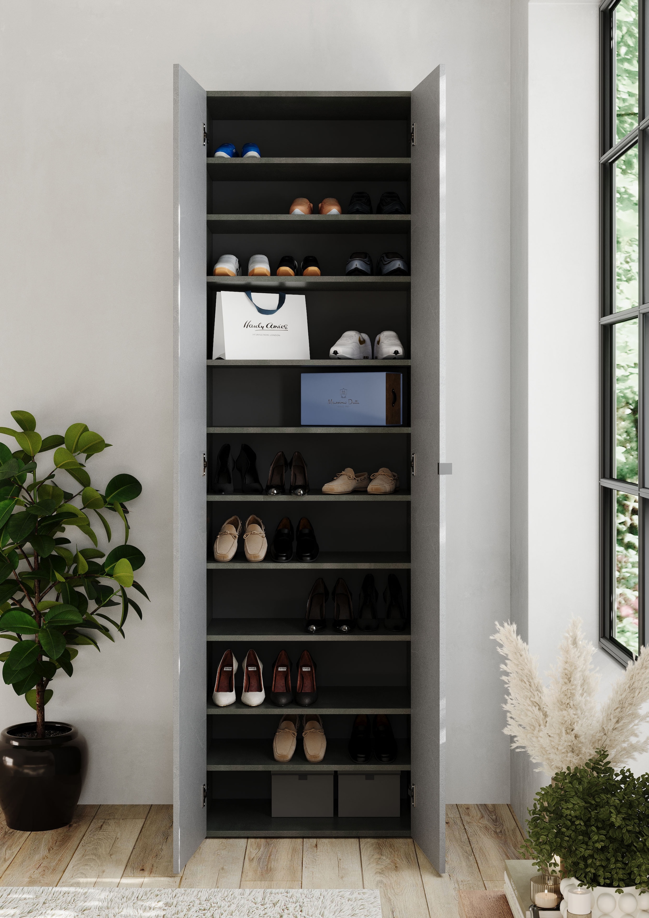 INOSIGN Schuhschrank »Pratiko Breite 63 cm, Höhe 212 cm, Schuhregal mit 11 Ebenen,« Schuhkommode, 2 Türen, Platz für bis zu 27 Paar Schuhe