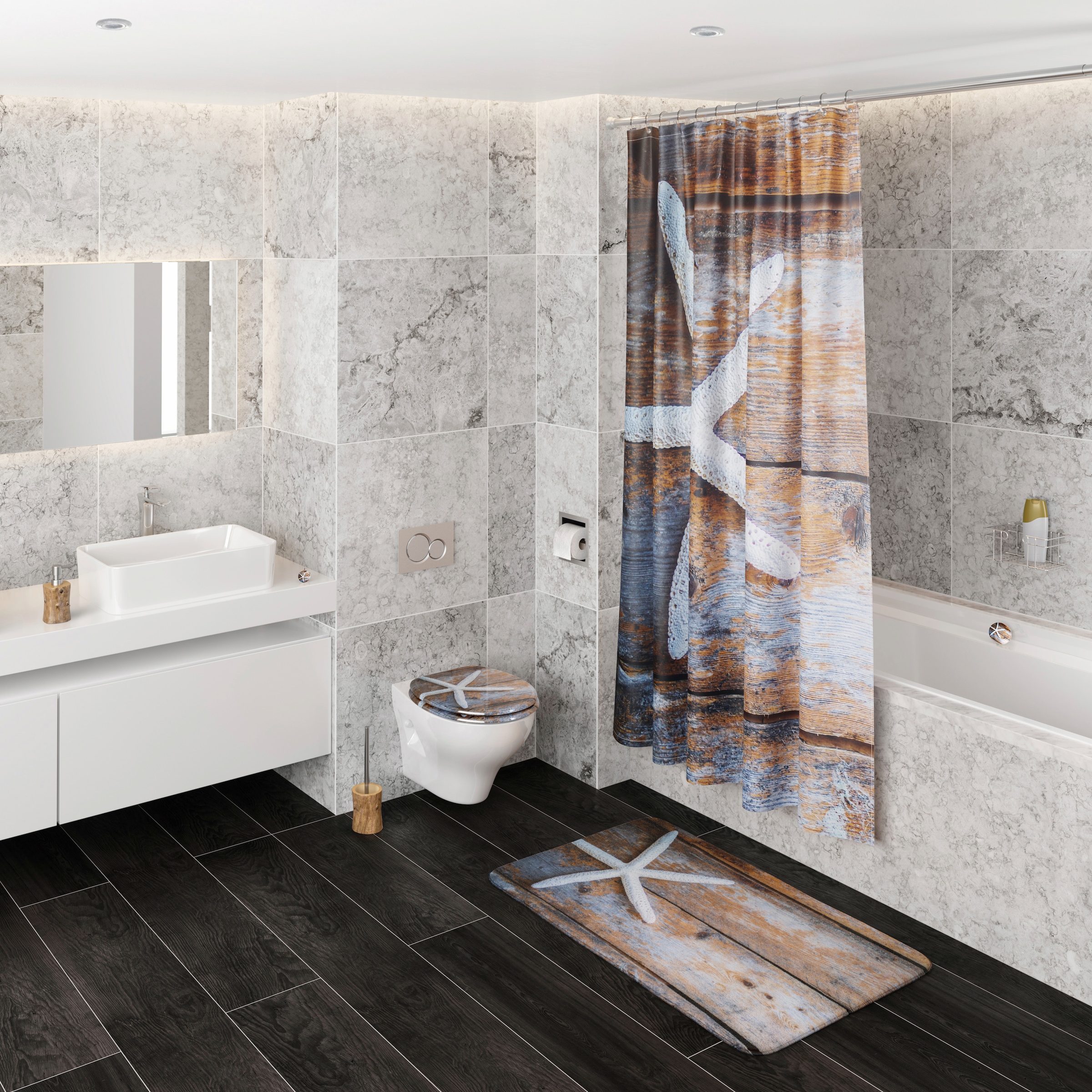 Sanilo Badaccessoire-Set »Bahia« bestehend aus WC-Sitz, Badteppich und Waschbeckenstöpsel