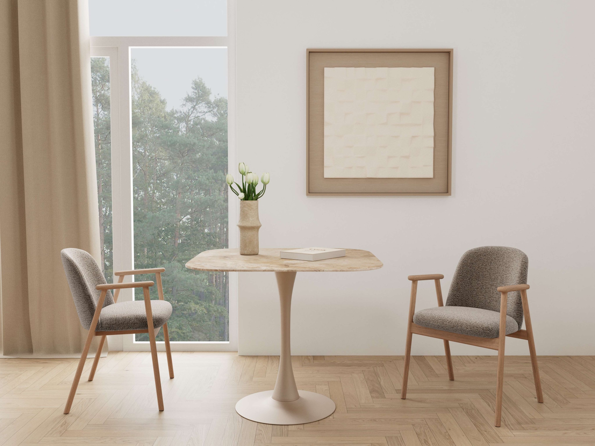 ACTONA GROUP Table de salle à manger »Speisetisch« L/P/H : 90x90x75,  table marron, plateau en céramique poli