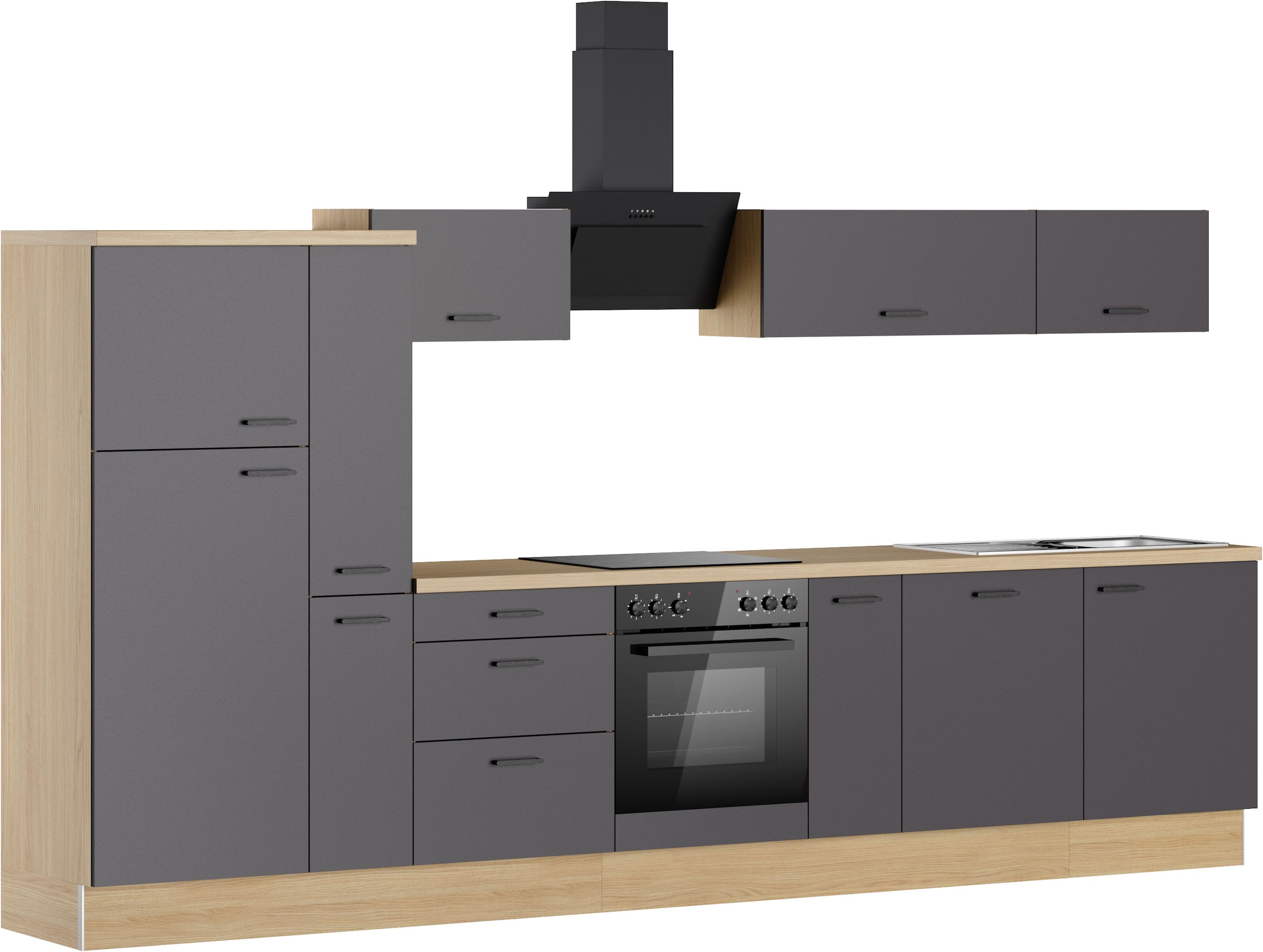 KOCHSTATION Kitchenette »KS-Sion« Breite 360 cm, neue Technik: OPTIsnap, wahlweise mit E-Geräten