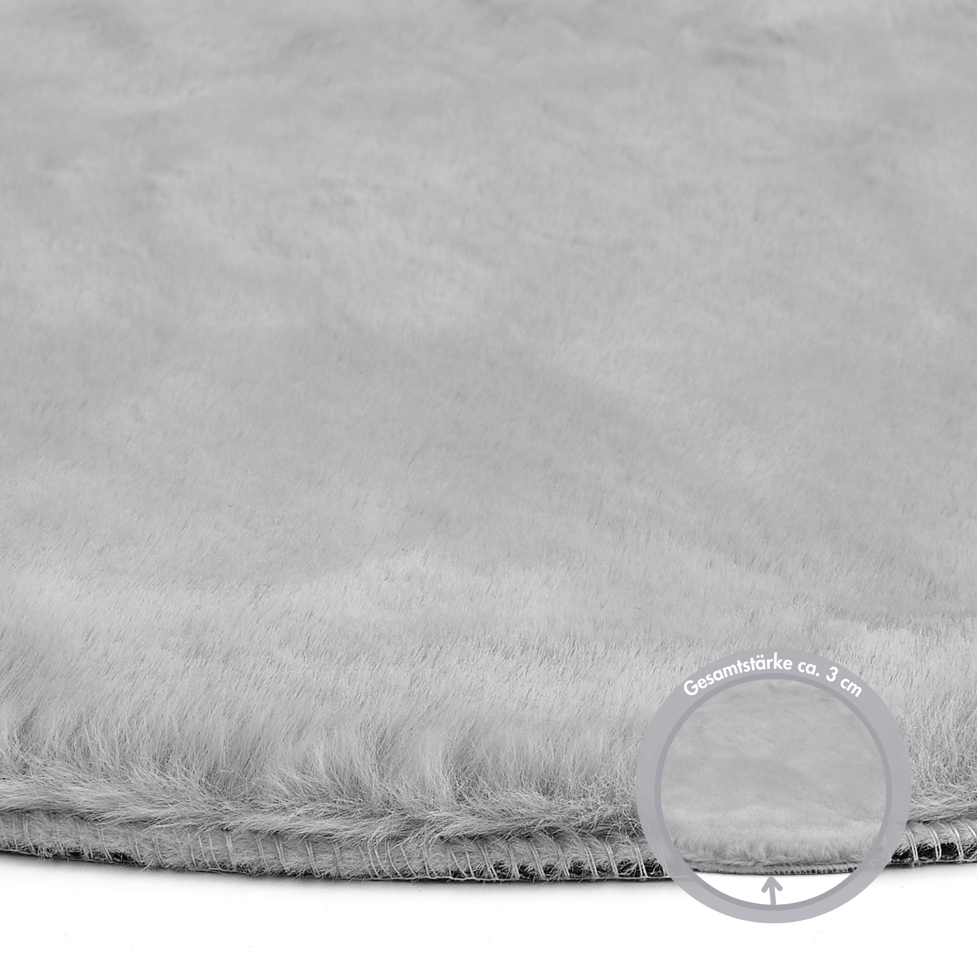 my home Hochflor-Teppich »Lugano« rund 30 mm Höhe Kunstfell, Uni Farben, sehr weich & kuschelig