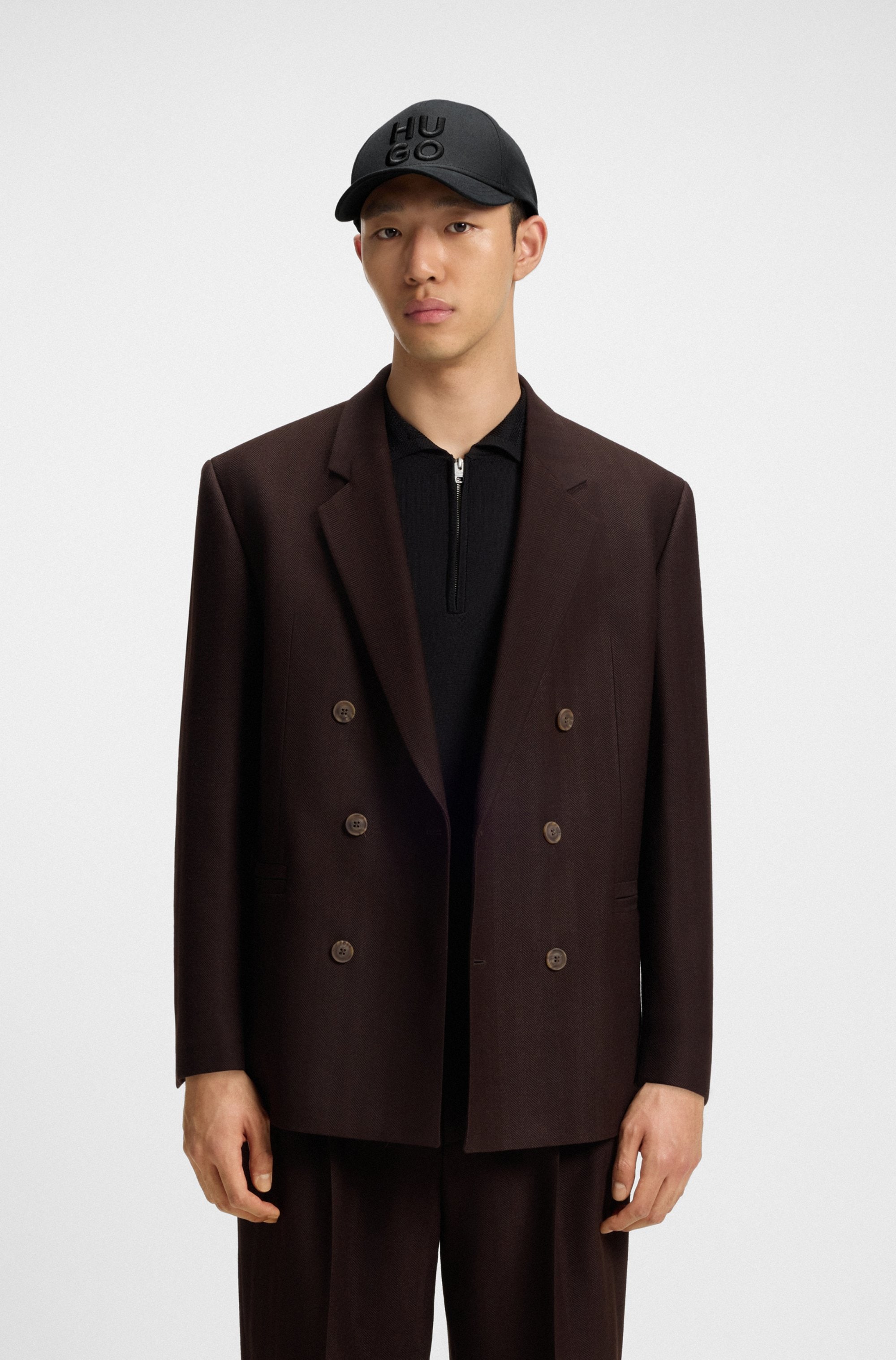 HUGO Fitted Cap »Jude-Stacked« mit 3D Logostickerei, verstellbarer Verschluss, unisex