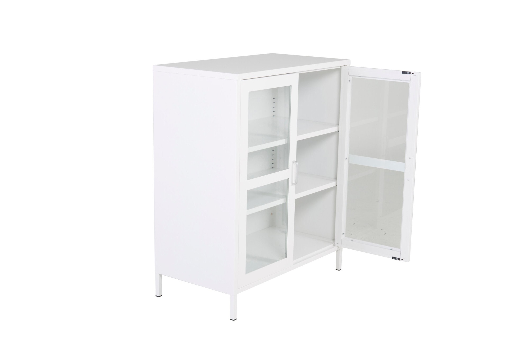 Venture Home Vitrines »Acero, Stauraumschrank, 2 Glas-Türen, Höhe 97 cm« Revêtement en poudre, transparent, poignée argentée, moderne
