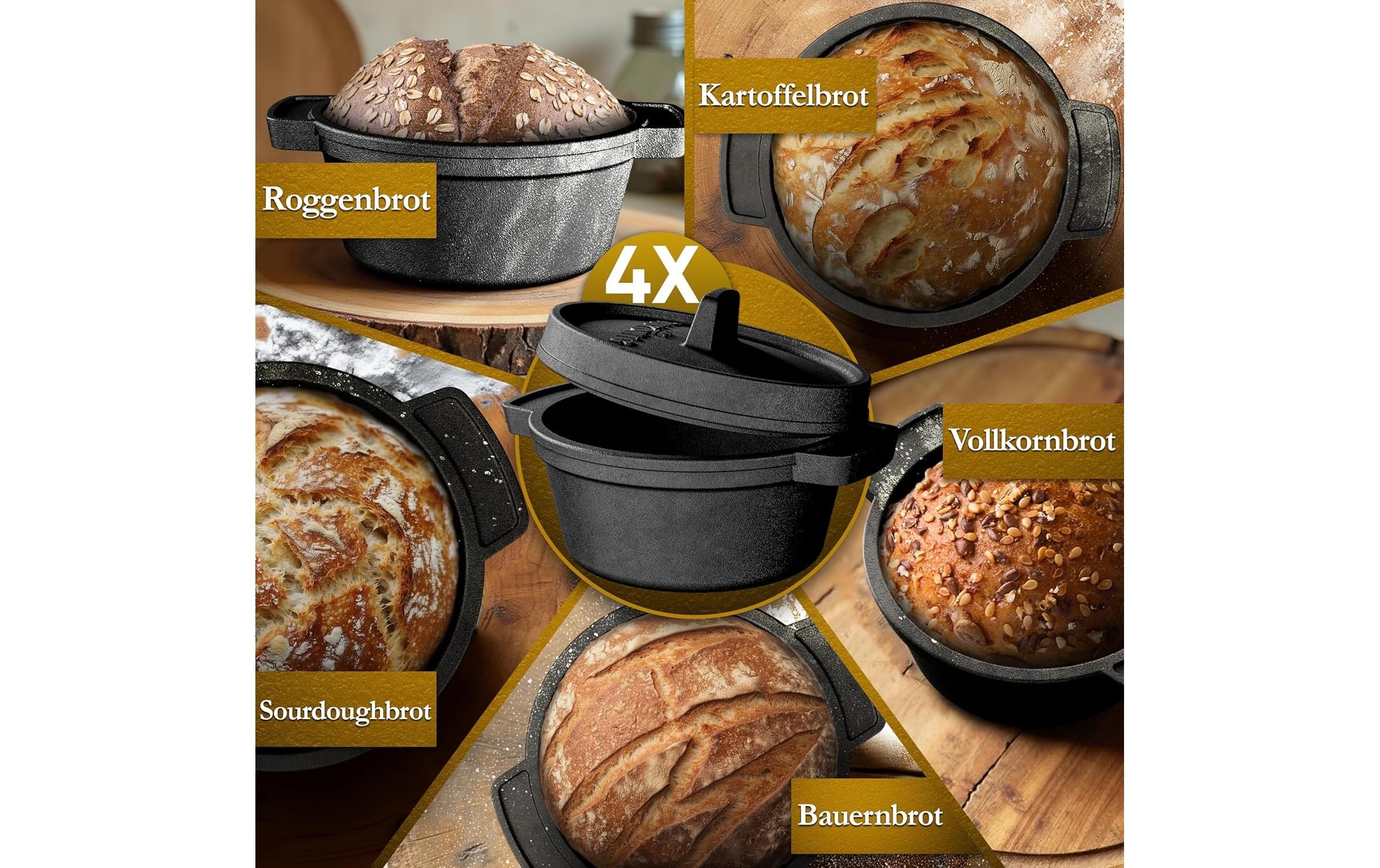   Grilltopf »Gusskoenig Mini Dutch Set 4 Töpfe« Gusseisen 8 Stk. tlg. Set 4 Töpfe mit Holz-Untersetzern und Rezeptbuch