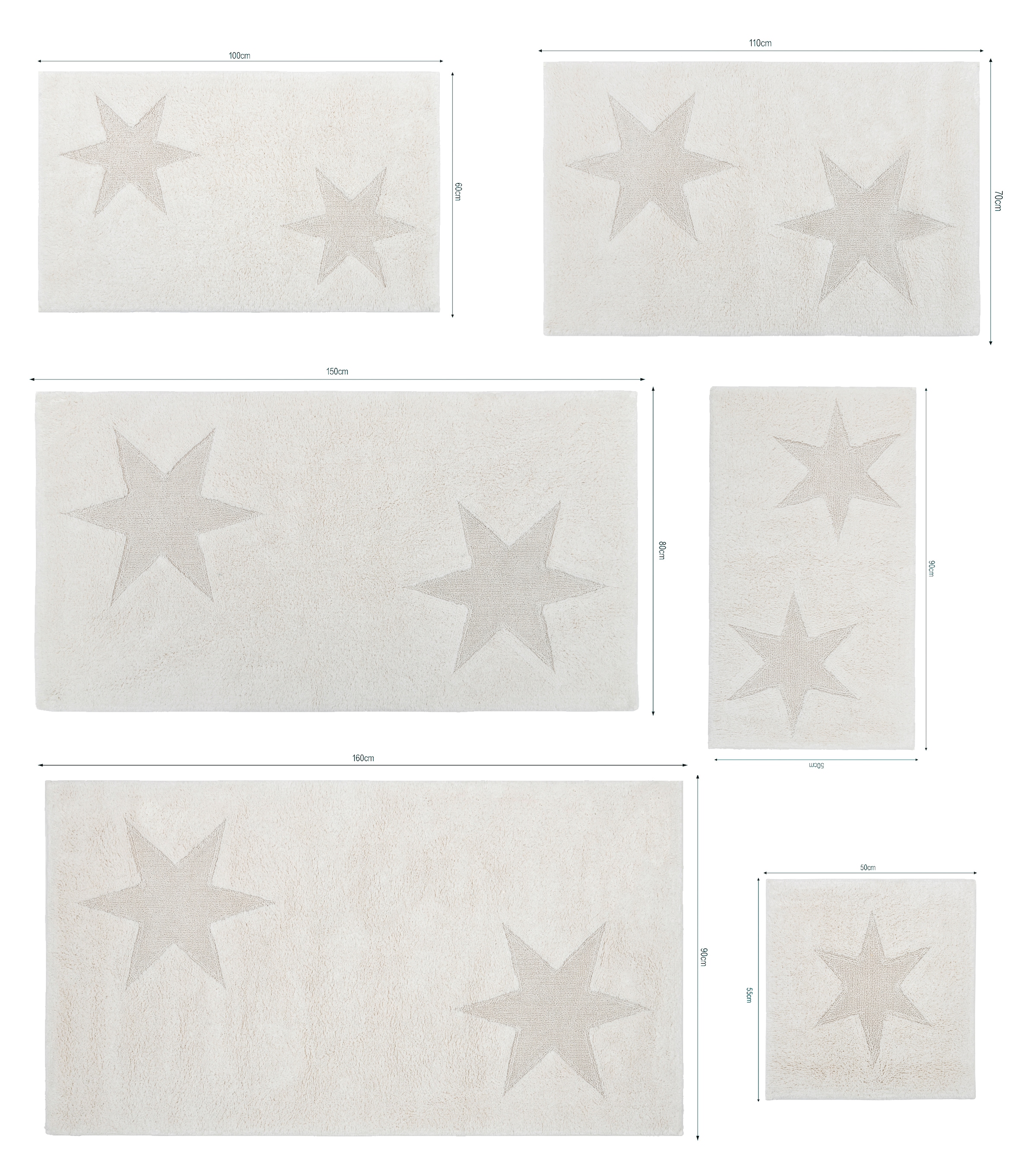 GOODproduct Tapis de bain »Marie, Badvorleger, Badezimmer Teppich« Höhe 13 mm revêtement antidérapant Résistant | compatible chauffage au sol tapis de bain, motif étoile, structure relief, aussi en set