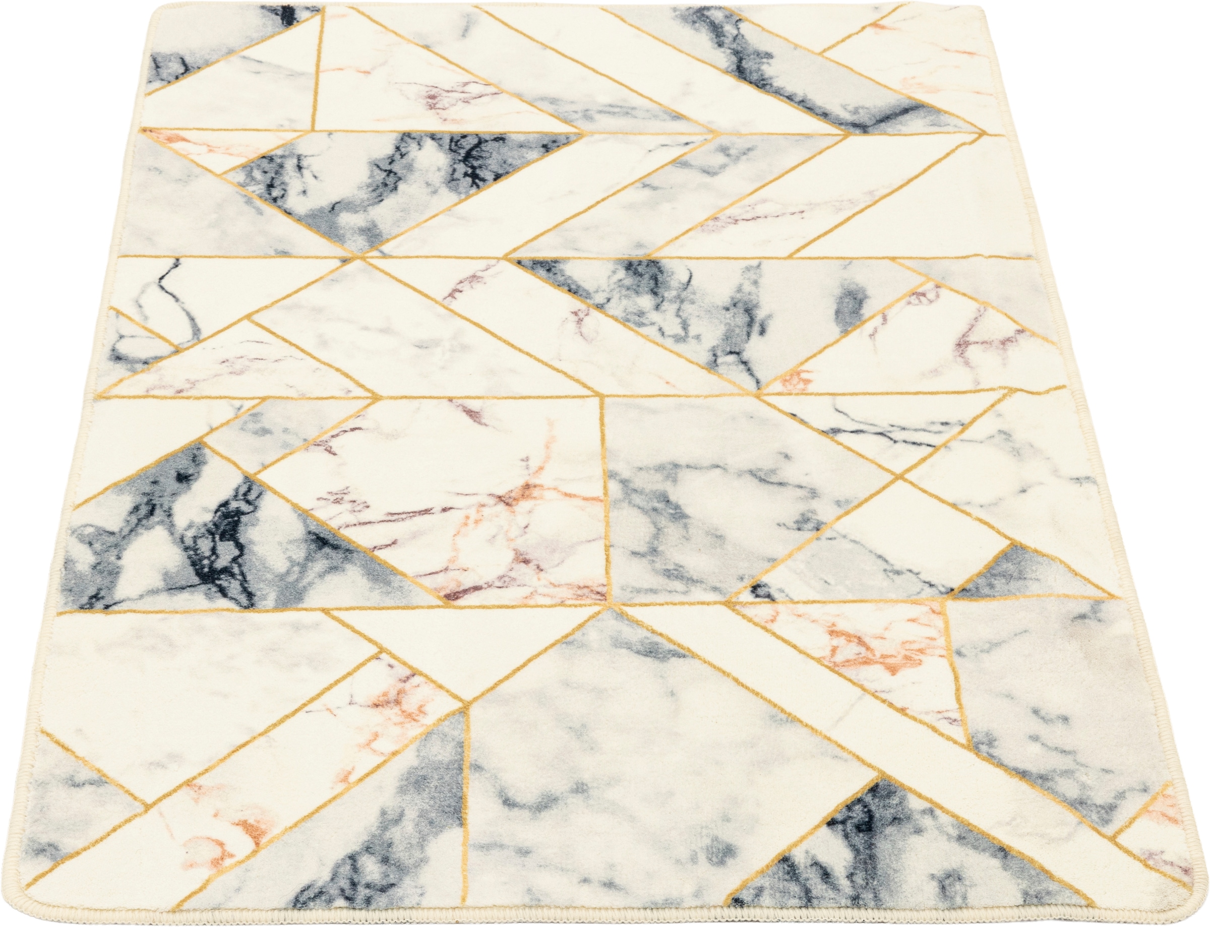 Gino Falcone Tapis de bain »Aquata GF-155, Badvorleger, Badezimmer Teppich« Höhe 5 mm Badteppich, bedruckt, Marmor Design, rechteckig