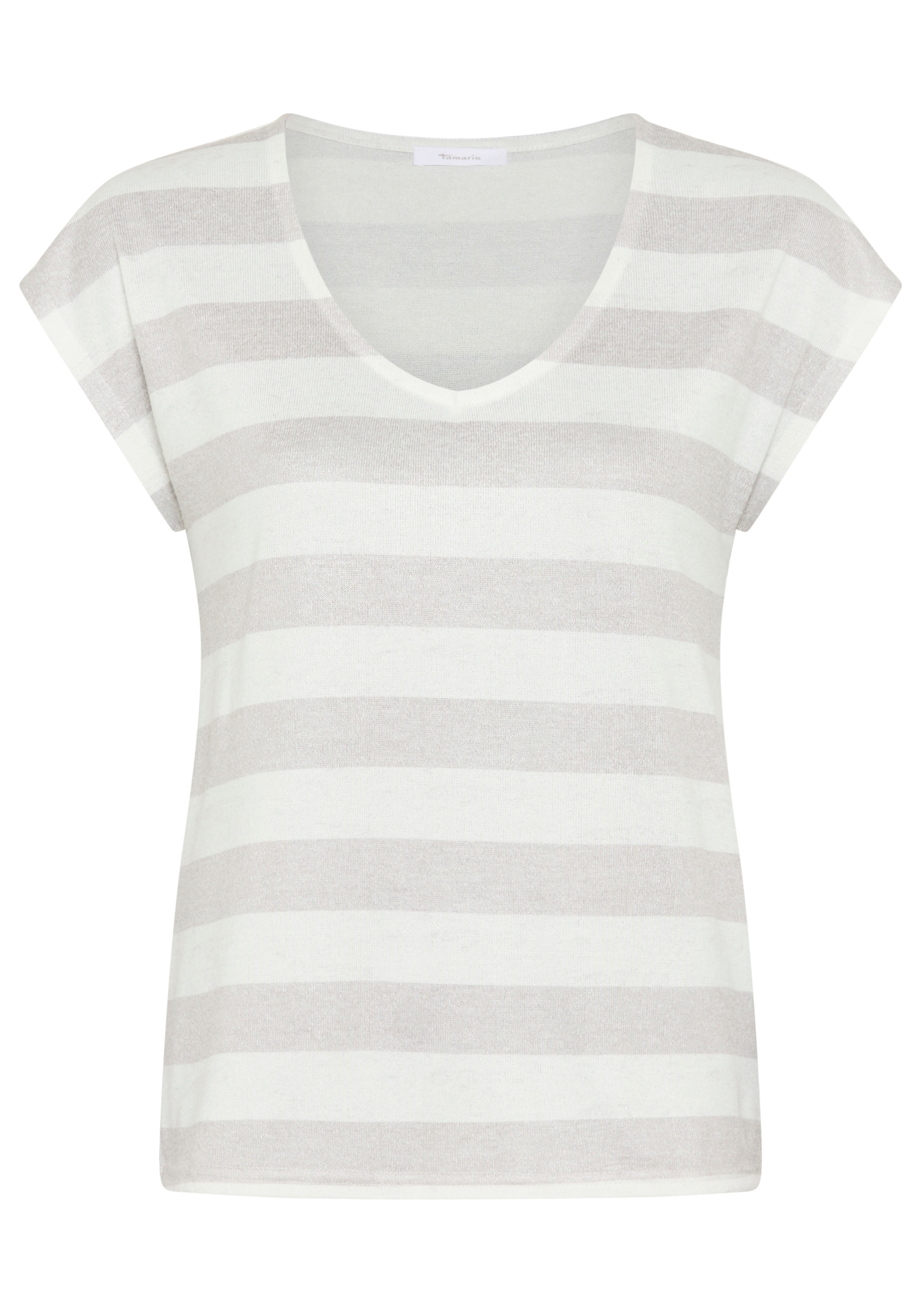 Tamaris V-Shirt mit lässigem Schnitt und Streifen