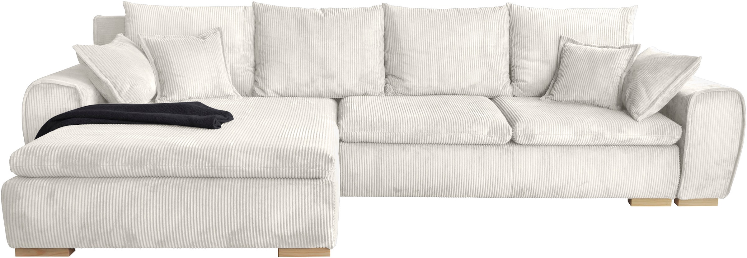 Home affaire Ecksofa »Katja L-Form, B: 325 cm« mit Bettfunktion, Bettkasten & 4 Zierkissen