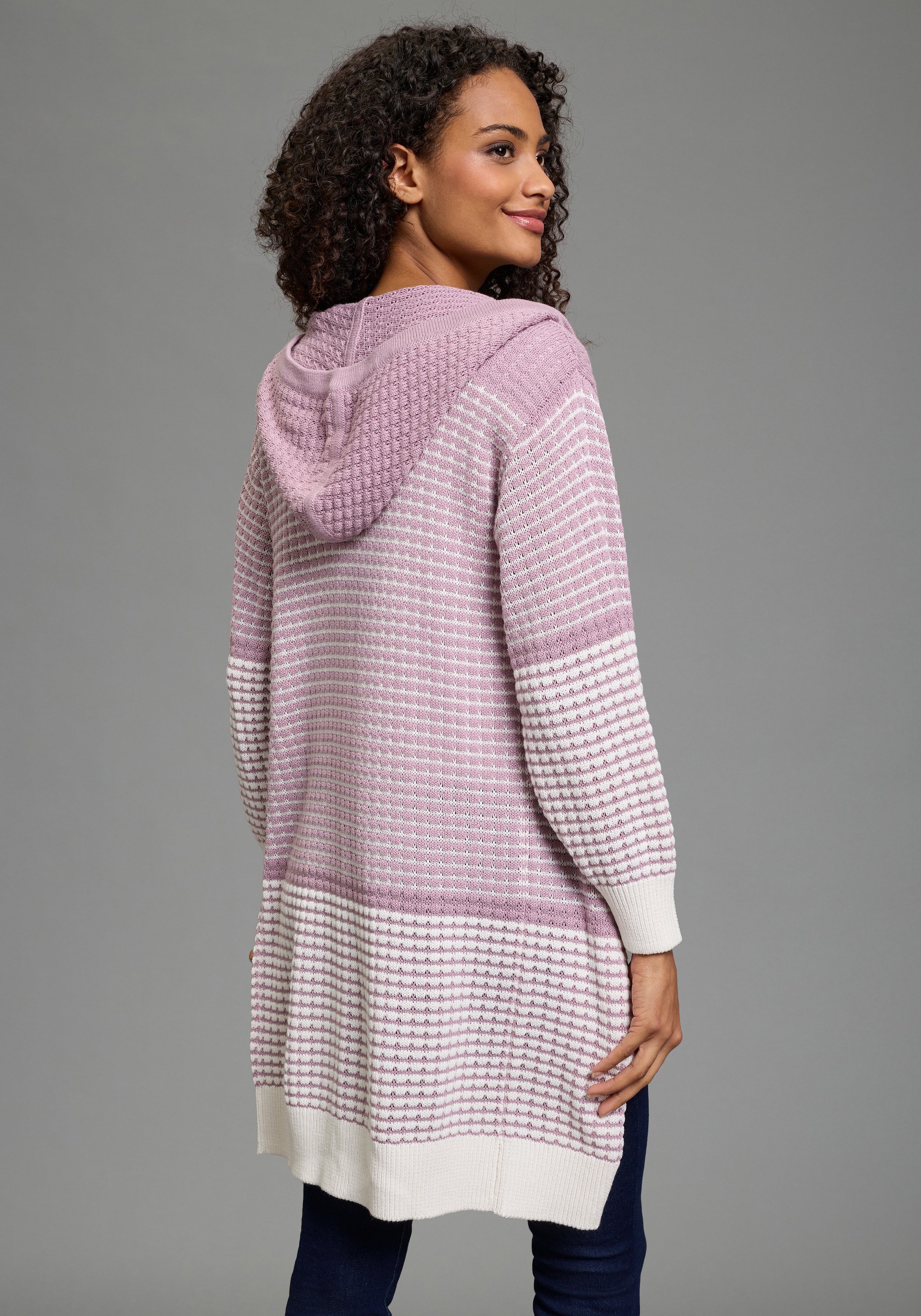 KangaROOS Cardigan à capuche mit angesagtem Strickmuster