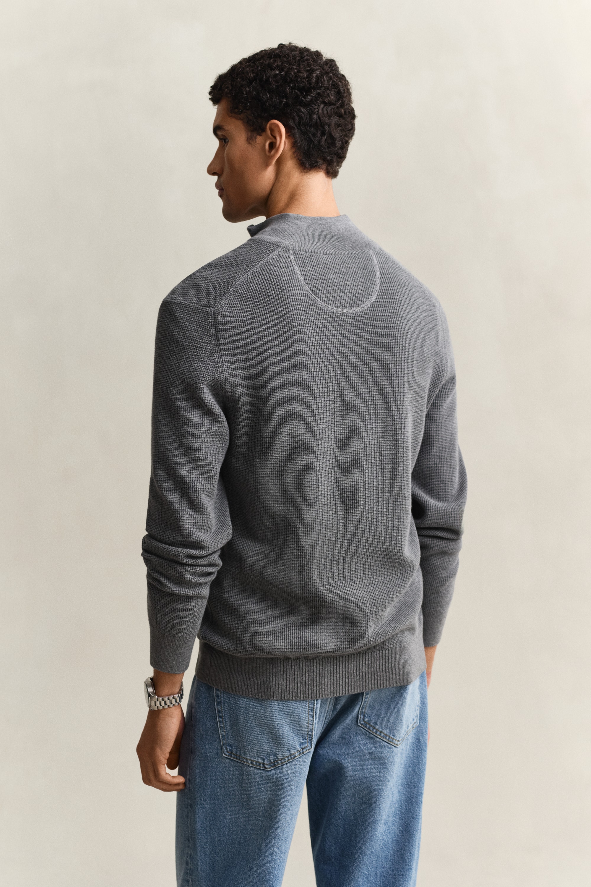 Gant Troyer »MICRO TEXTURED COTTON HALF ZIP« Regular fit avec col Troyer