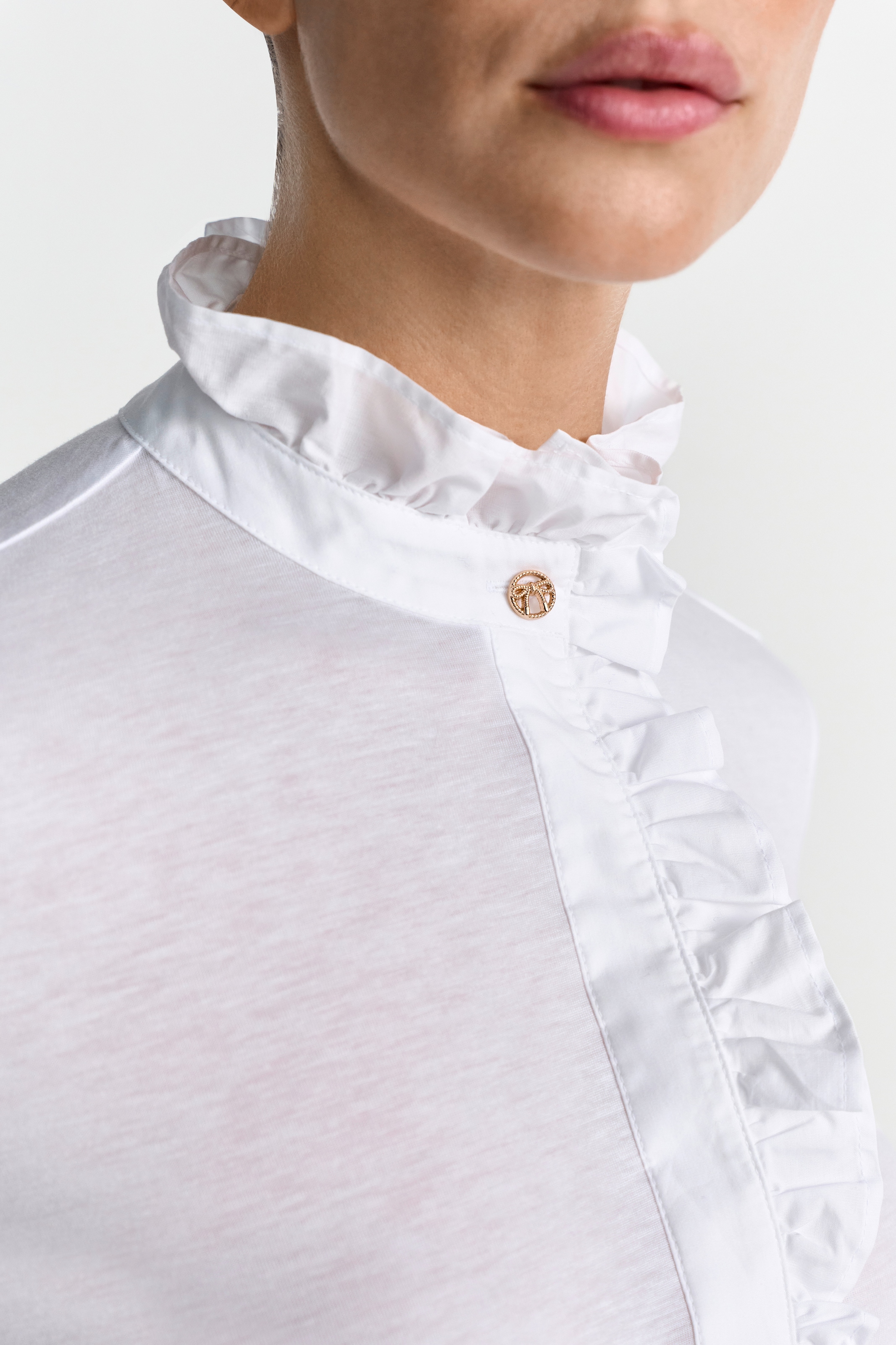 RICHROYAL T-shirt à manches longues mit Rüschenkragen, gerader Schnitt