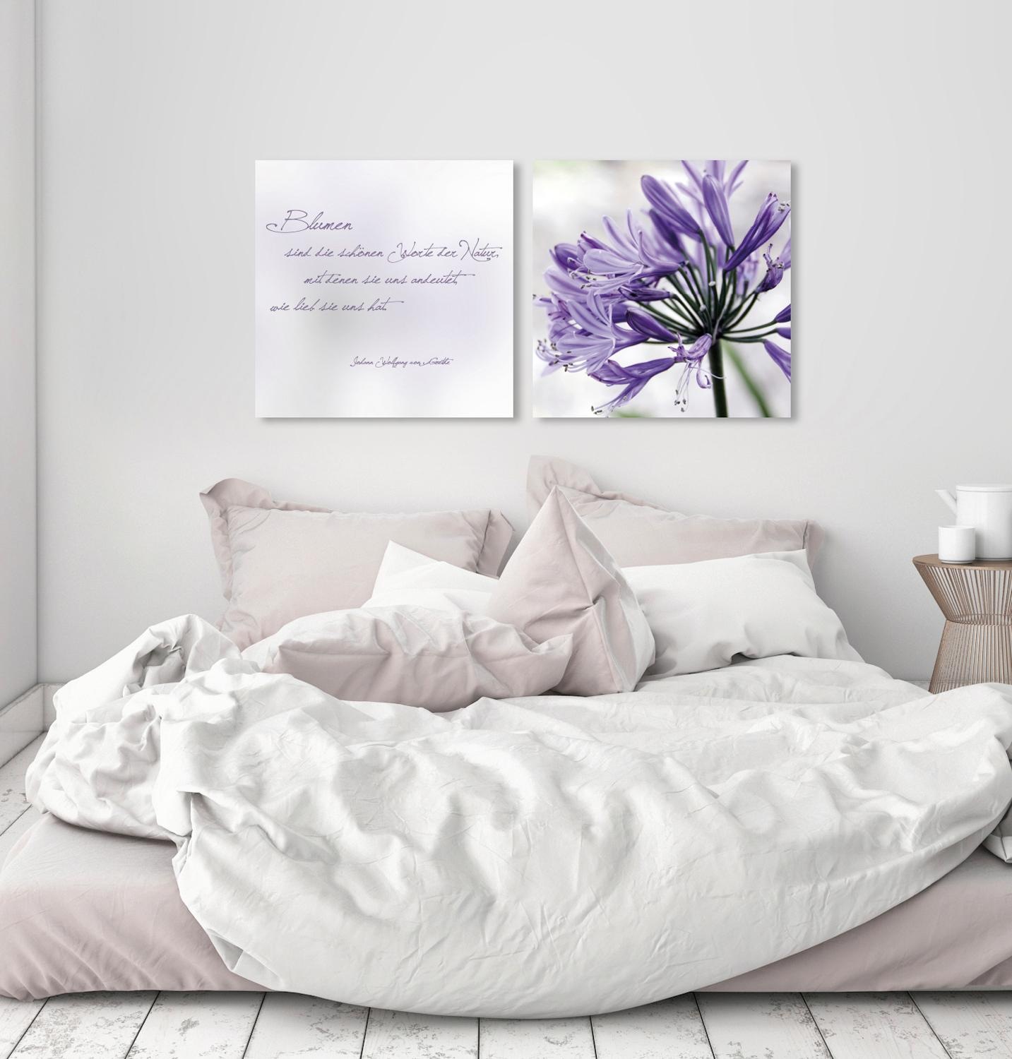 queence Leinwandbild »Worte der Natur« Blätter | Blätterbilder | Kunst | Modern | Schriftzug | Schriftzüge | Spa | Spa Bilder | Sprüche | Sprüche & Texte Set,  Premium-Leinwandstoff, Handarbeit aus Deutschland, Zitat, 2er Set