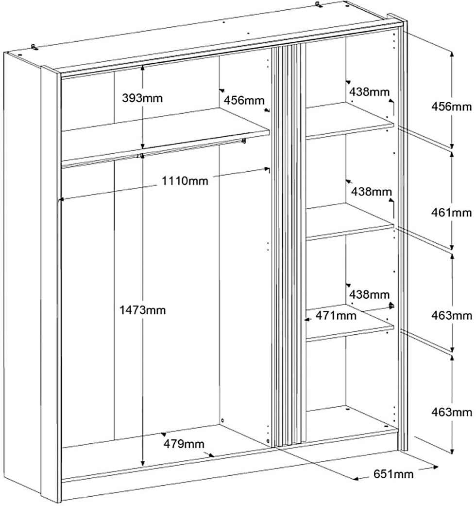 Parisot Schlafzimmer-Set 4 Stk. tlg. viel Stauraum, schöne Optik, Einsätze an Schrank und Kommode drehbar