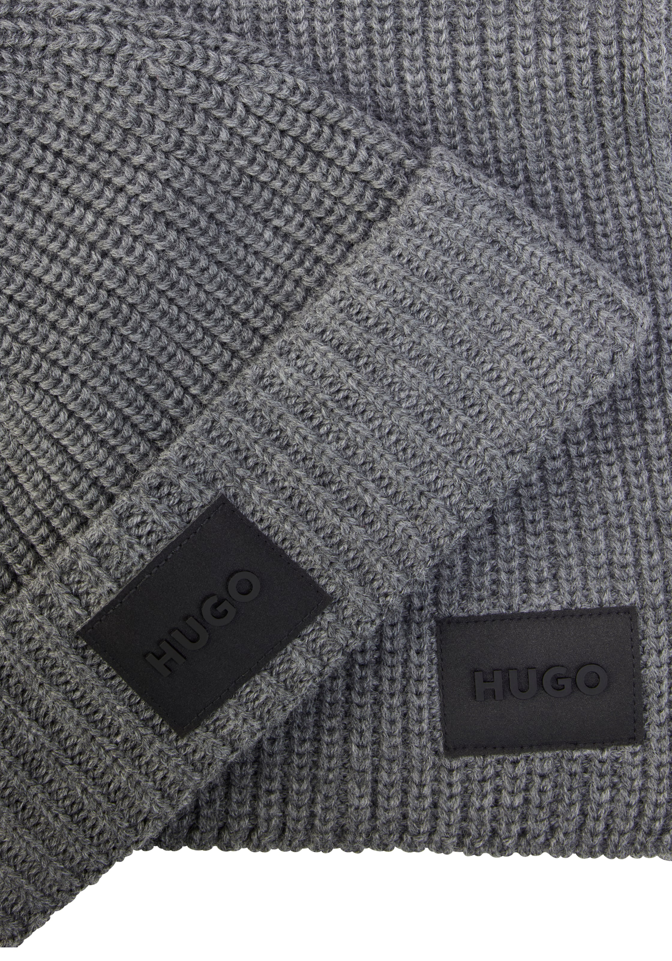 HUGO Écharpe »Zago Set« Set, 2 cuis tlg. im Set mit passender Mütze, mit Label-Aufnäher