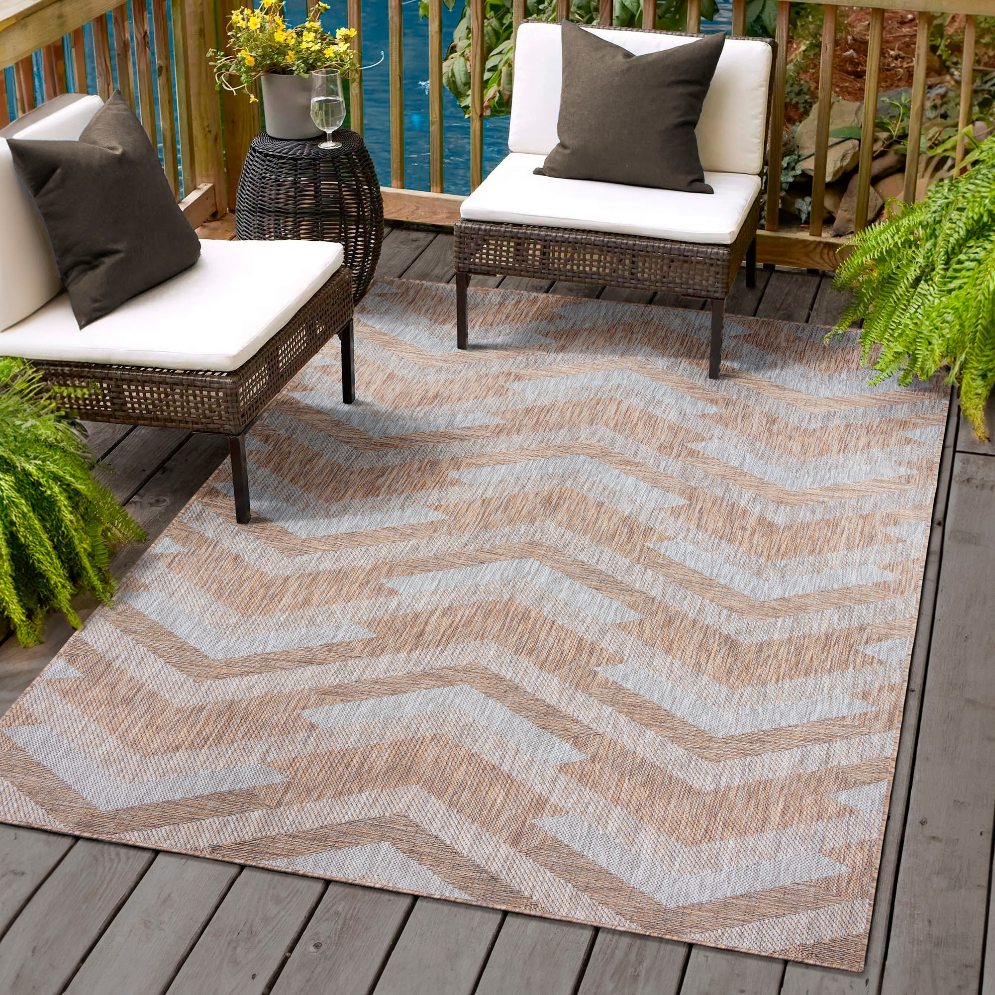 Sanat Outdoorteppich »Melissa 8004  , auch in Rund erhältlich« rechteckig 10 mm Höhe Kurzflor, In -und Outdoor geeignet, Wohnzimmer