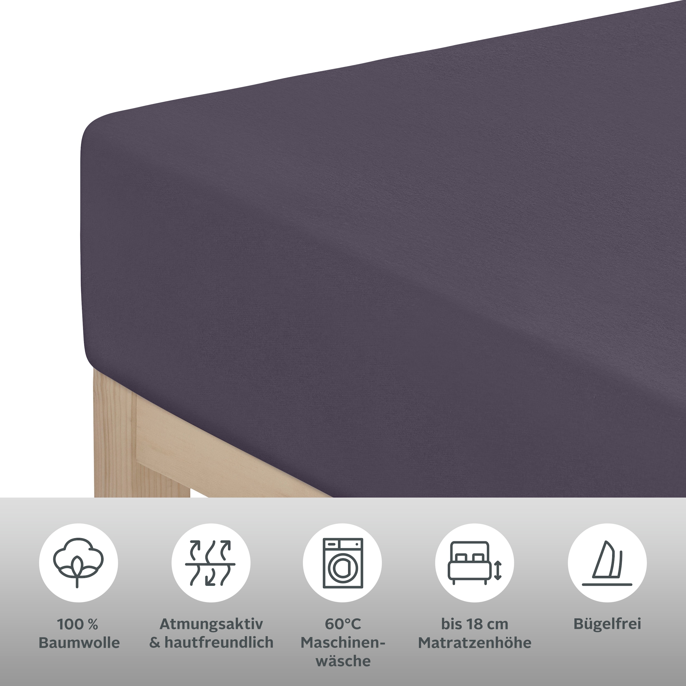 my home Spannbettlaken »PHYSALIS« 100% Baumwolle, Matratzen bis 18 cm Höhe, Bettlaken, Spannbetttuch