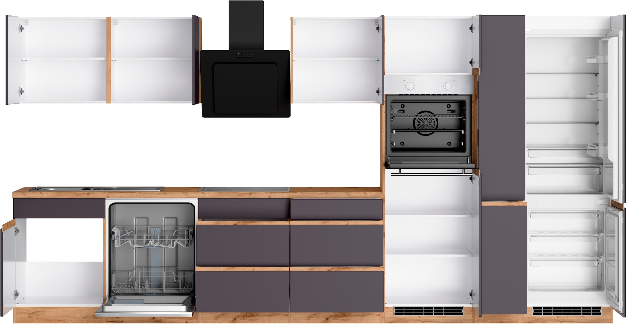 KOCHSTATION Kitchenette »KS-Riesa« largeur d’installation 390 cm, sans appareils électriques