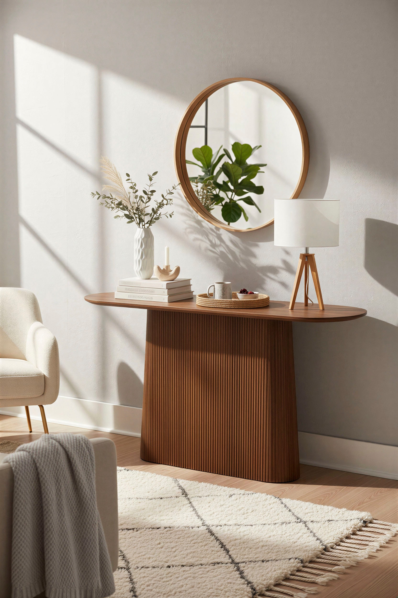 SIT Konsolentisch »Mumbai oval aus massivem Mangoholz mit Lamellen-Sockel« Ovale 140-cm-Platte trifft auf modernes Lamellendesign