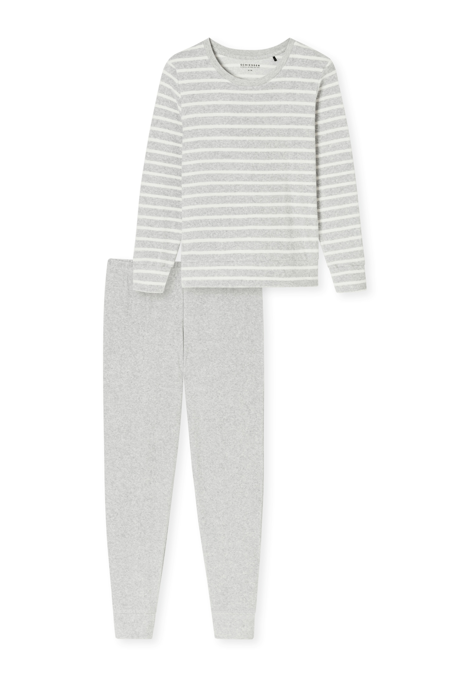 Schiesser Schlafanzug »Casual Essentials« 2 tlg. wärmende Frottee-Qualität, Rundhalsausschnitt, langärmelig
