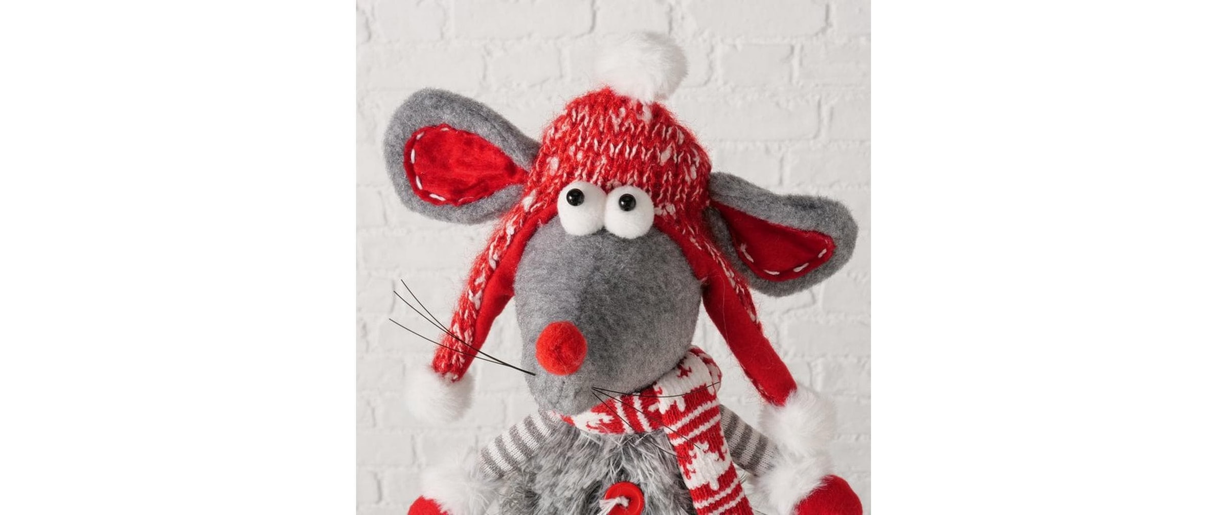 BOLTZE Figurine de Noël »Dekofigur Maus Helgy Grau/Rot«
