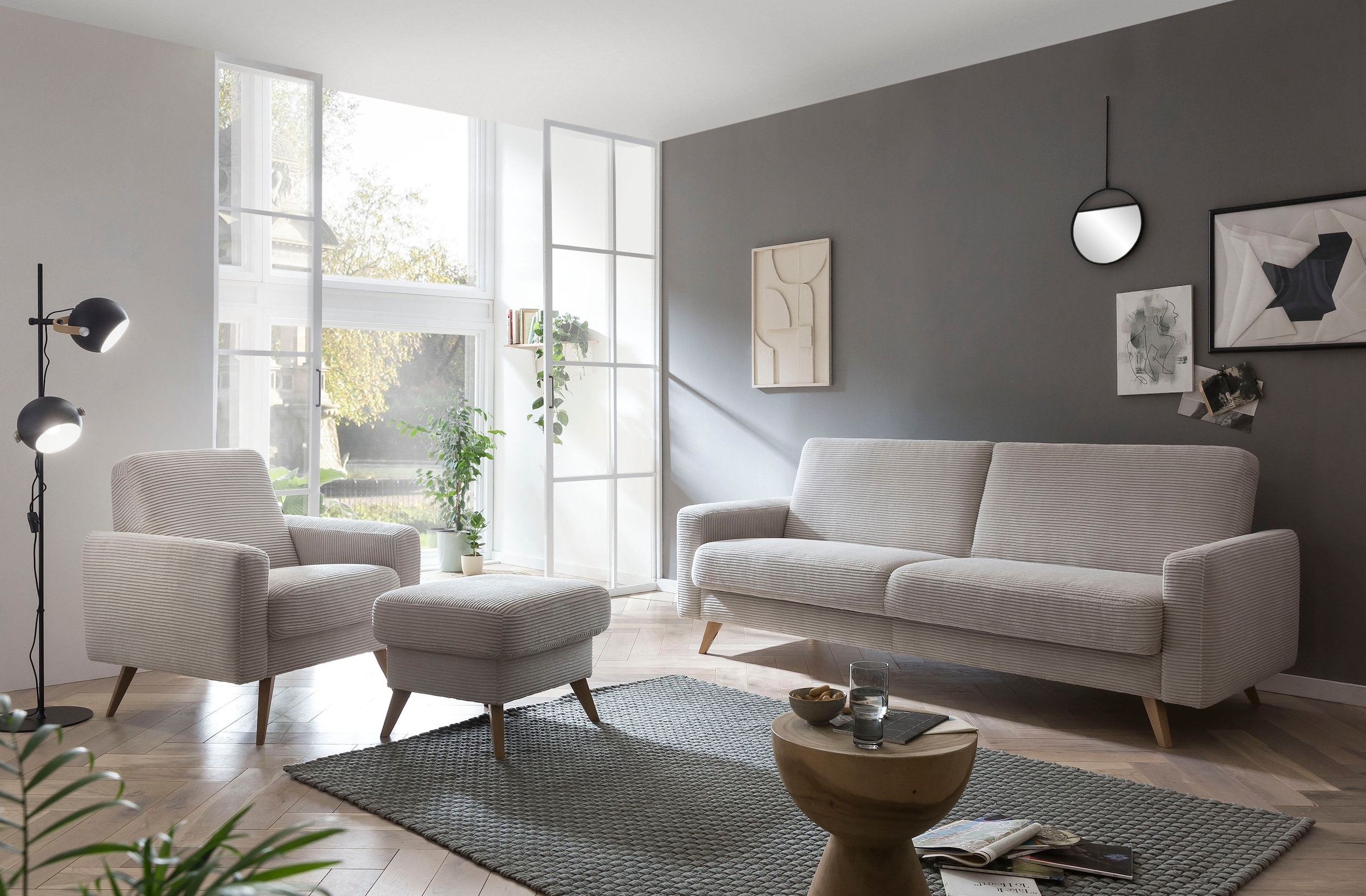 exxpo - sofa fashion Fauteuil »Samso, Loungesessel« élégant et confortable, housse en velours côtelé actuelle