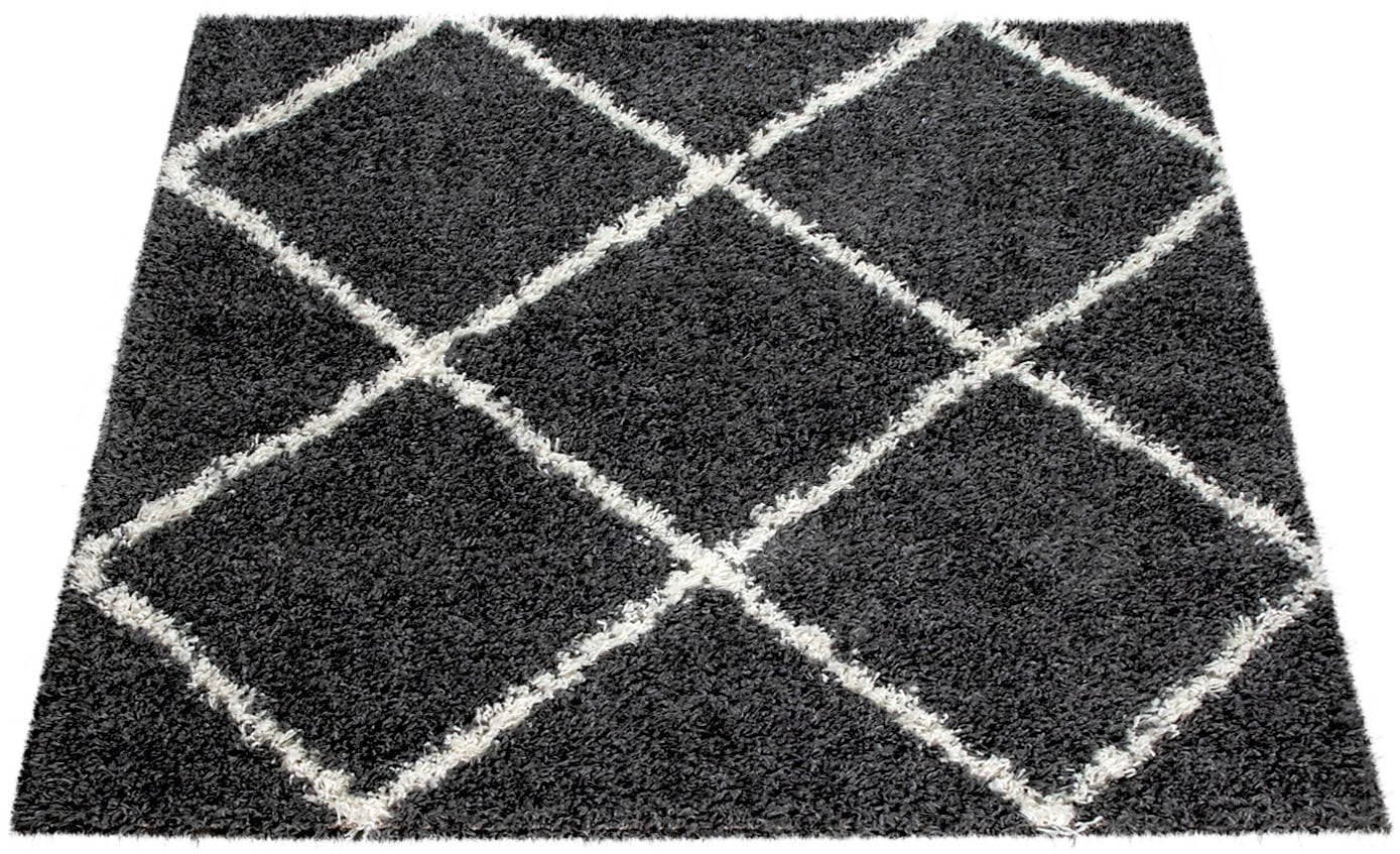 Paco Home Tapis à poils longs »Kalmar 441« Rectangulaire 40 mm Höhe Scandi Design, Rauten Muster, weich & kuschelig, Kundenliebling