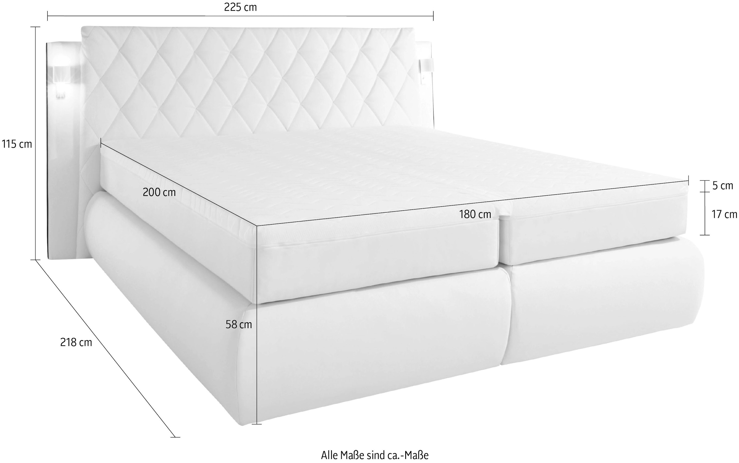 COLLECTION AB Boxspringbett inklusive Bettkasten, LED-Beleuchtung und Topper