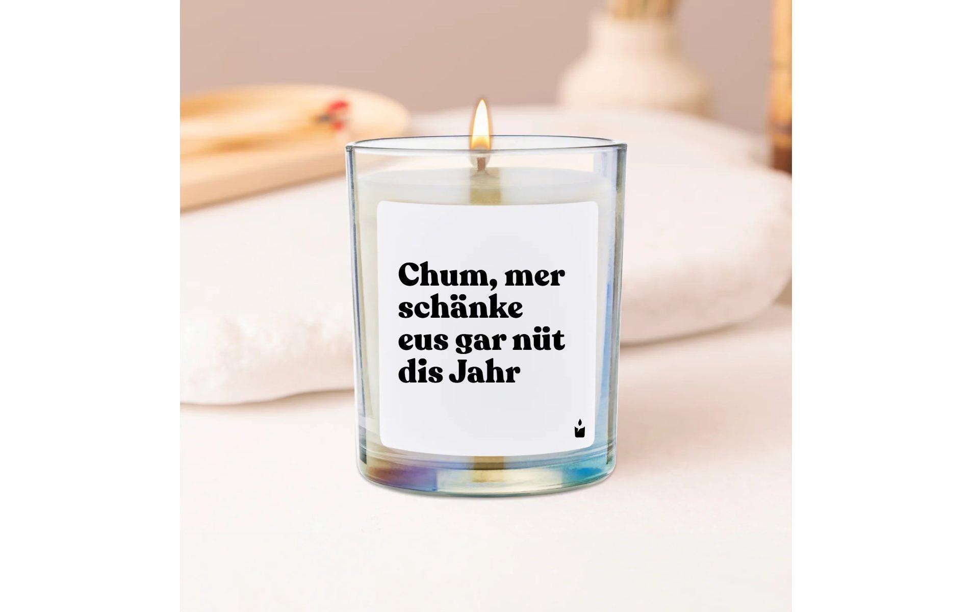   Bougie parfumée »ChattyCandles Chum, mer schänke eus gar nüt dis Jahr 6,7 x 8 cm«