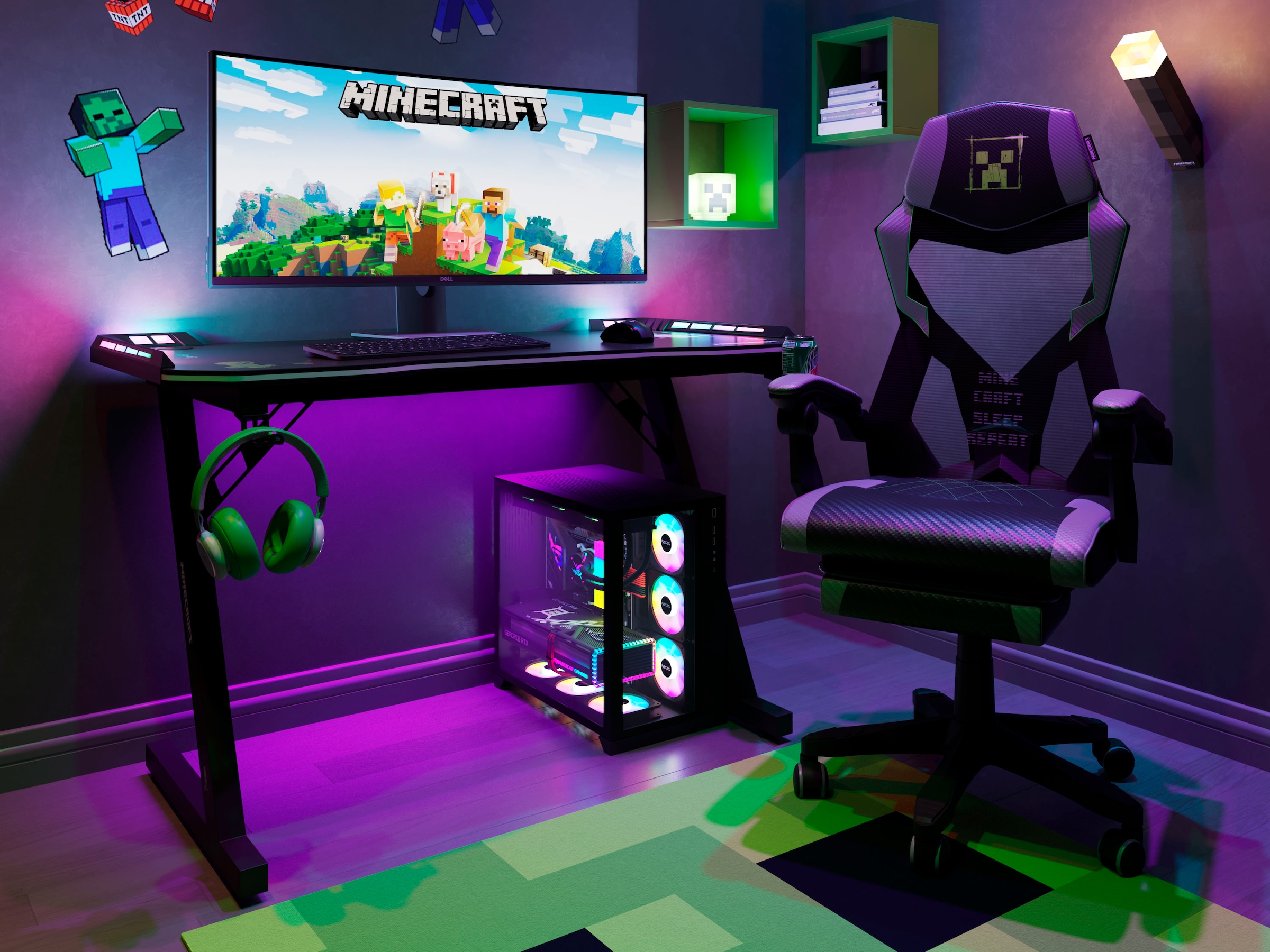 Phoenix Table de gaming incluant éclairage LED RGB