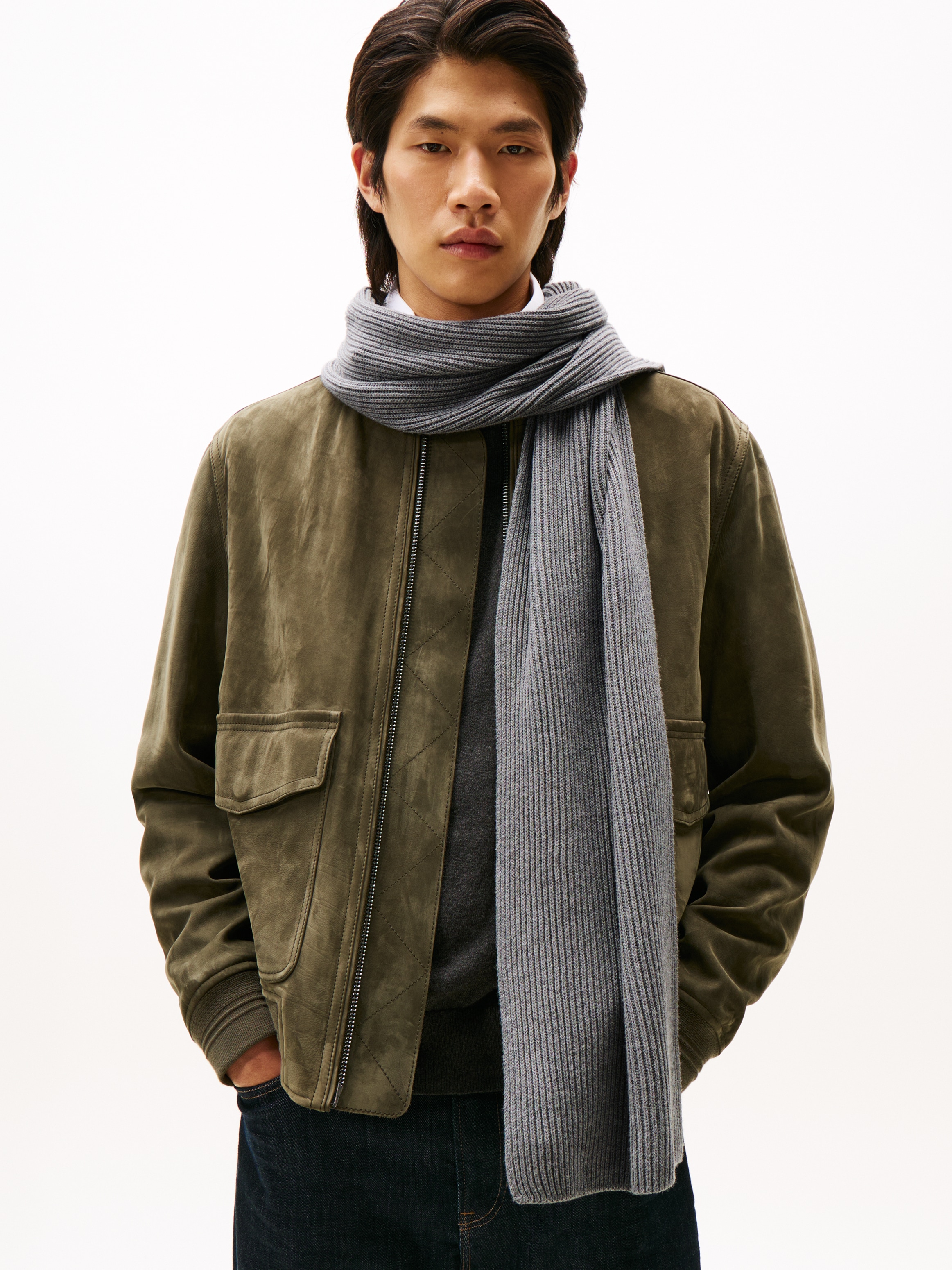 Tommy Hilfiger Strickschal »TH FLAG PIMA COTTON CASH SCARF« mit Logostickerei, mit Kaschmiranteil Unisex