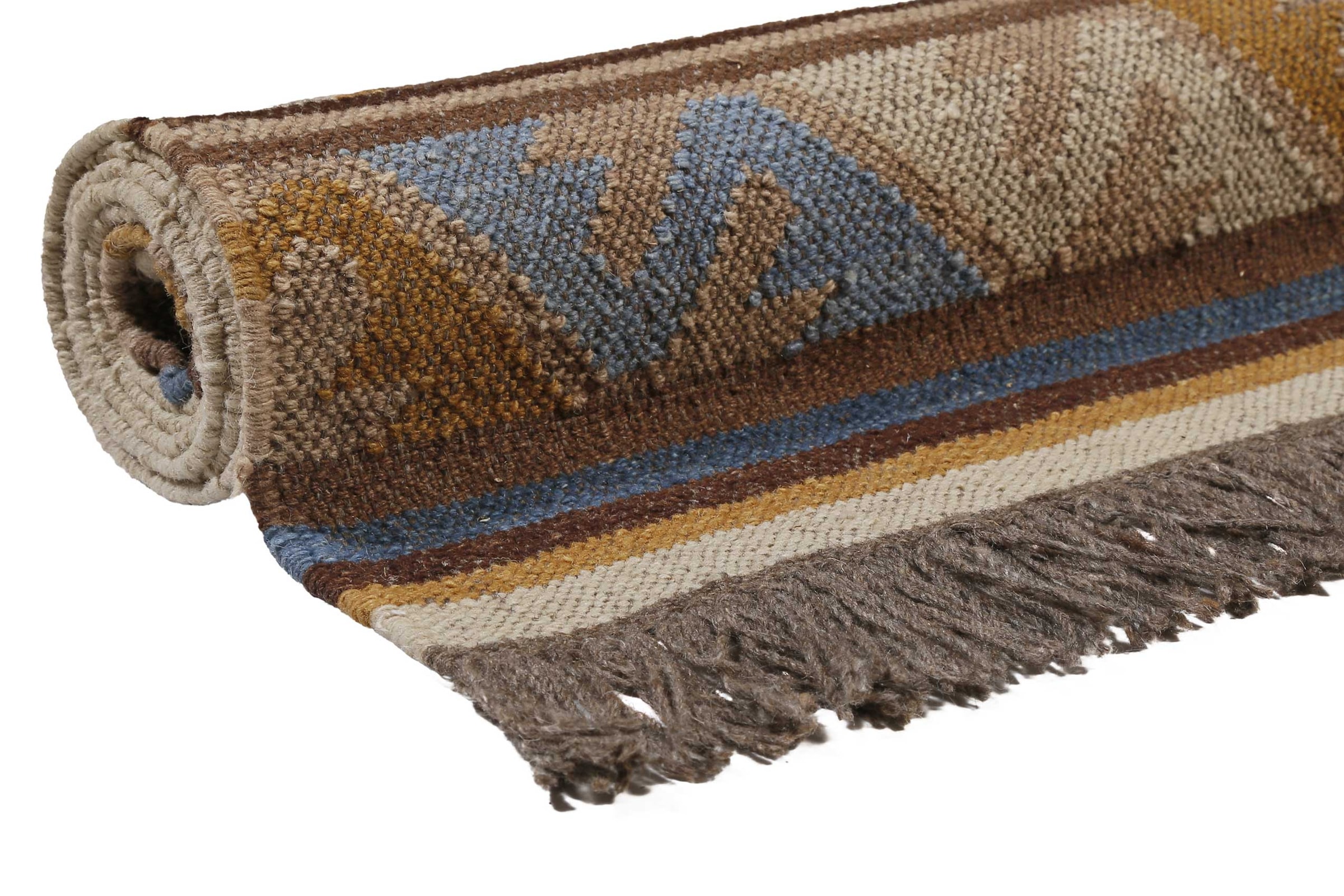 Green Looop Tapis en laine »Valere« Rectangulaire 5 mm Höhe Fransen, Kelim, handgewebt, Natur, Wohnzimmer, Schlafzimmer, Ethno