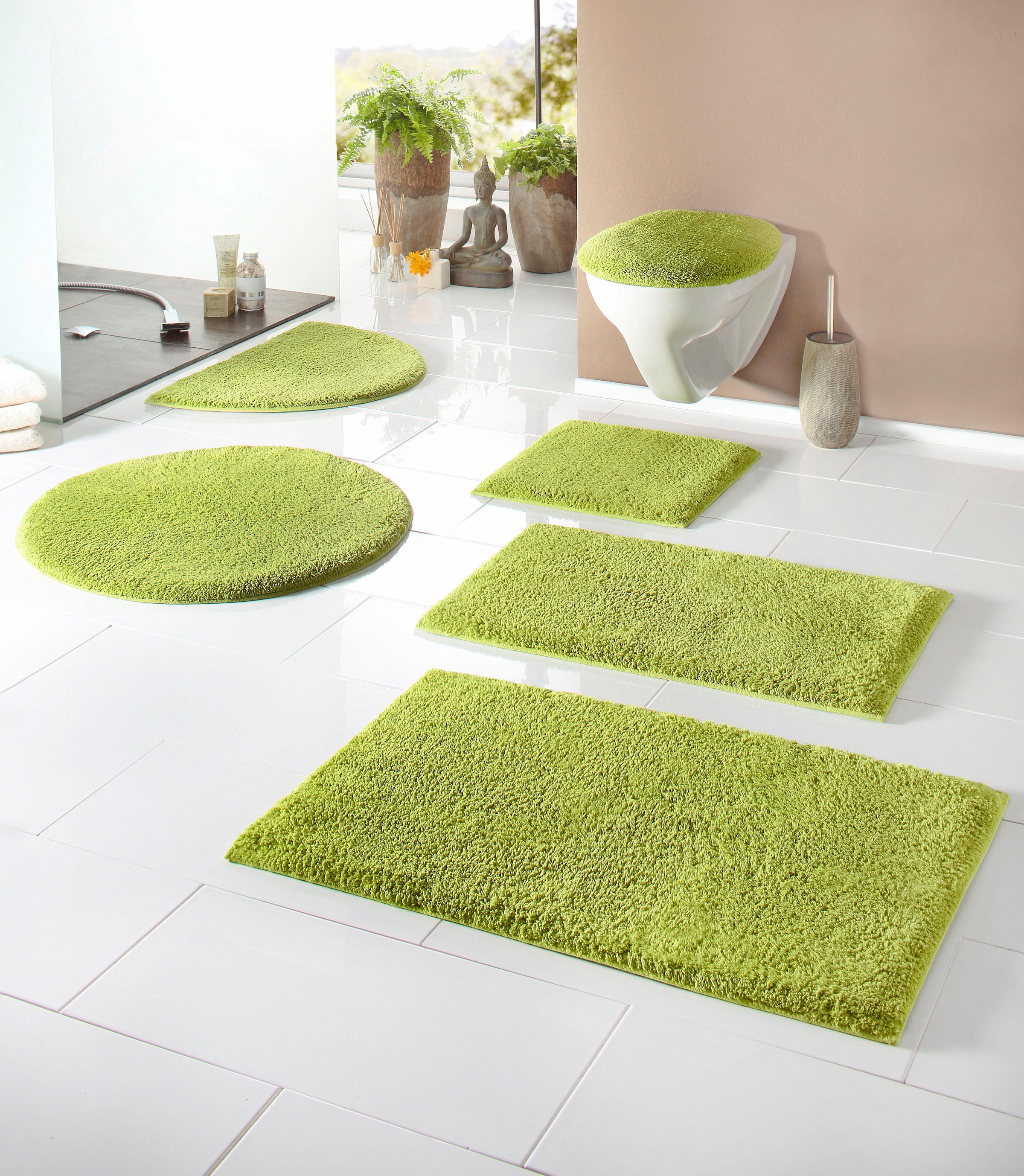 my home Tapis de bain »Maren, Badvorleger, Badezimmer Teppich« Höhe 15 mm Bio-Baumwolle, Badteppich, Badematten auch als 3 teiliges Set