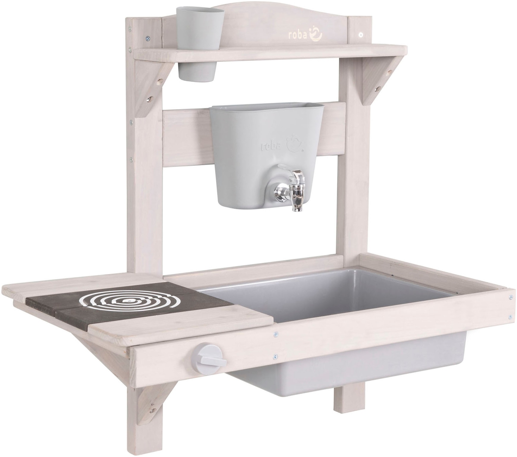 roba® Outdoor-Spielküche »Matschküche zum Hängen, grau lasiert, aus Holz« FSC® - schützt Wald