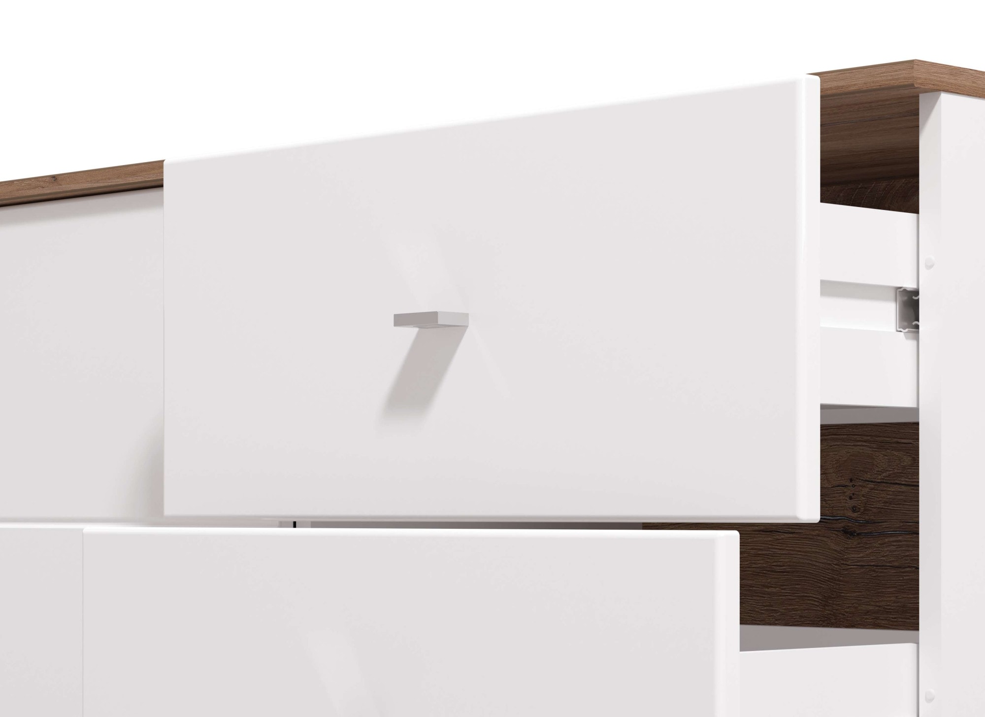 INOSIGN Commode »Burgundy Sideboard, Schubladenschrank, mit viel Stauraum« Hochglanzfronten und eine Innenausstattung in Flagstaff Eiche