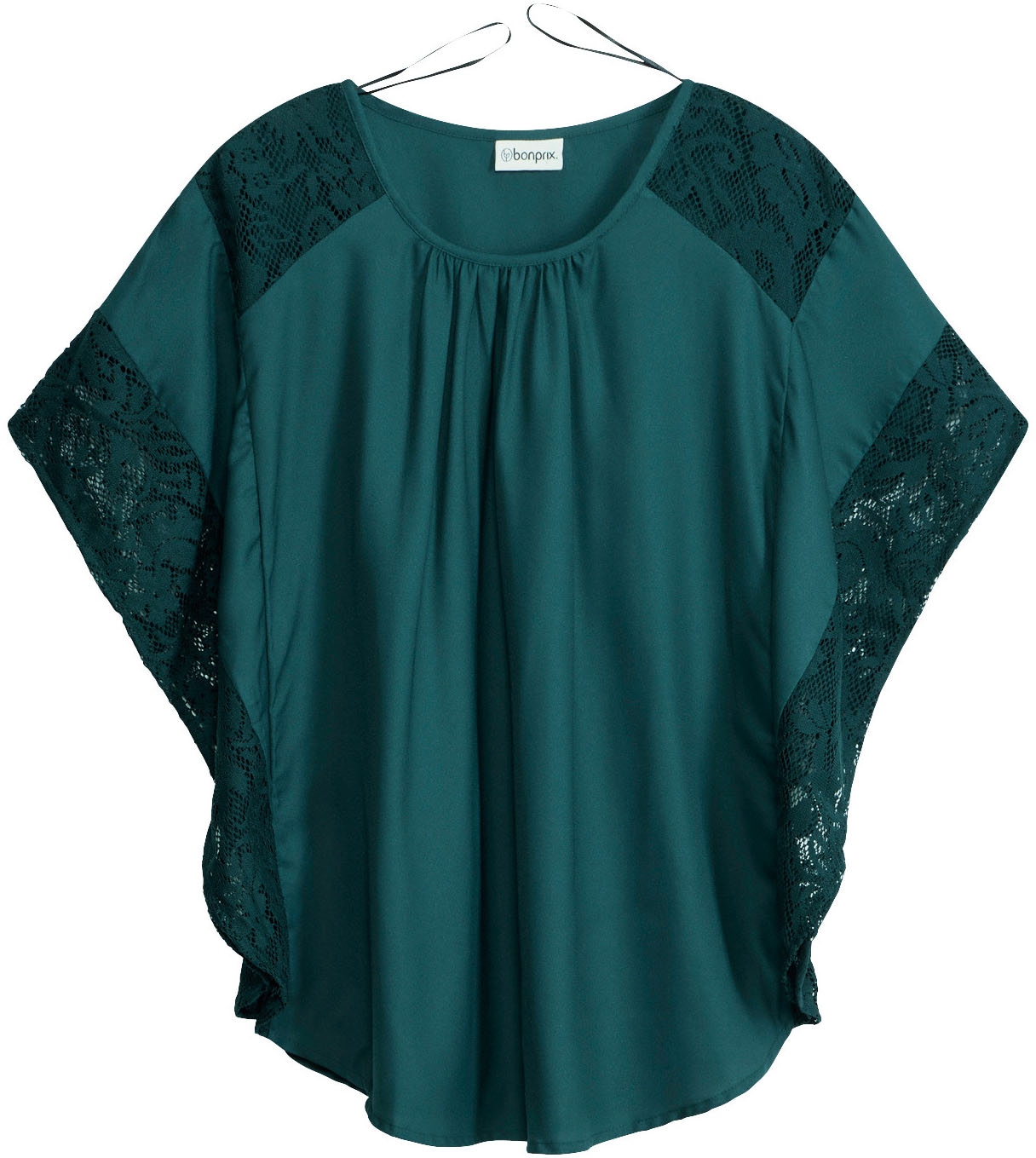 bonprix Blouse à manches longues figurumspielende Passform, aus Polyester, mit Applikationen