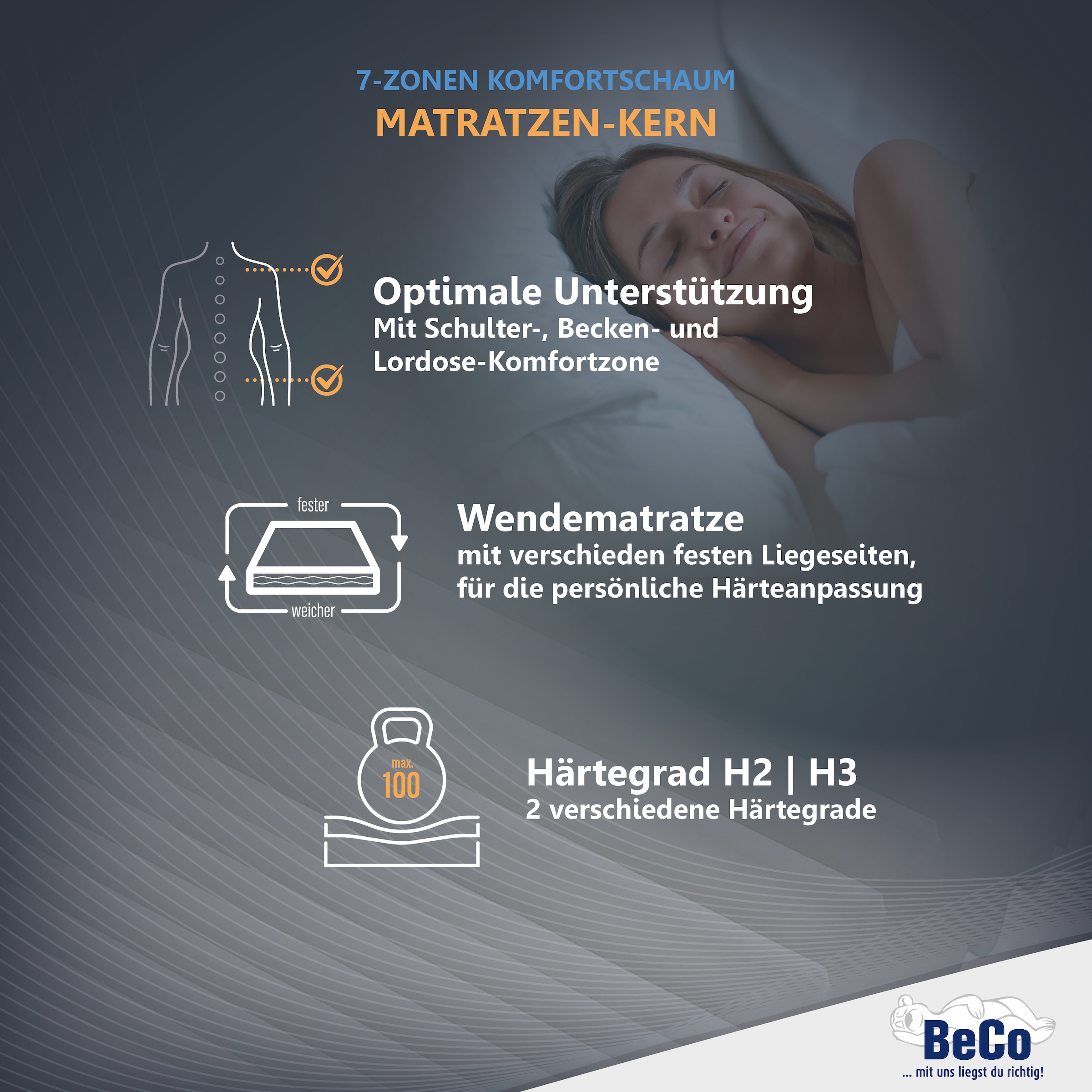 Beco Matelas viscoélastique »Nightstyle Visko Matratze 90x200, 100x200, 140x200 cm« 17 cm hoch Raumgewicht: 28 kg/m³ 1 cuis tlg. matelas, 90x200 cm (H3) testé par Stiftung Warentest