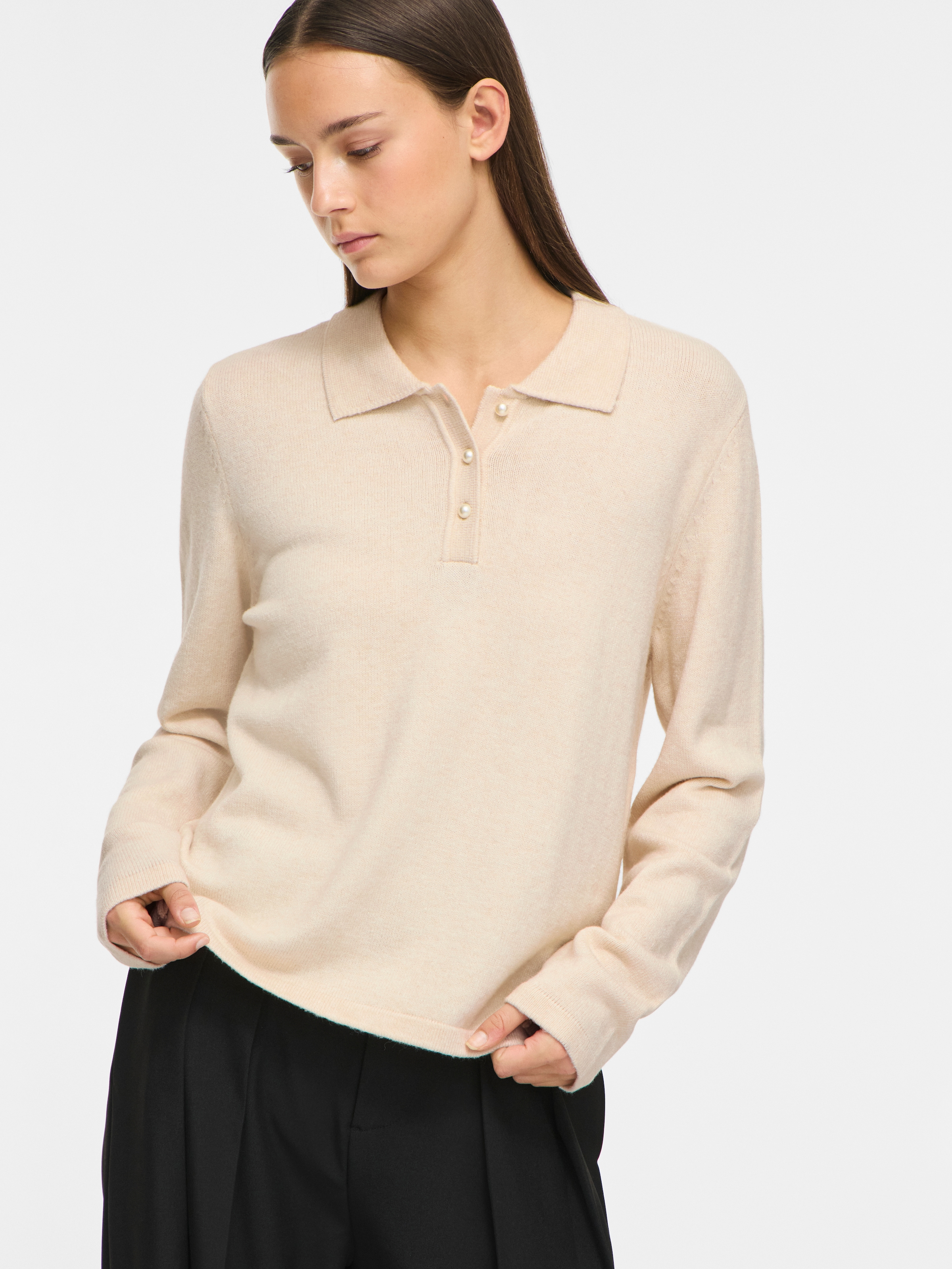 Vila Pull à col polo »VIRIL L/S POLO PULLOVER KNIT - NOOS« mélange de matériaux, coupe régulière
