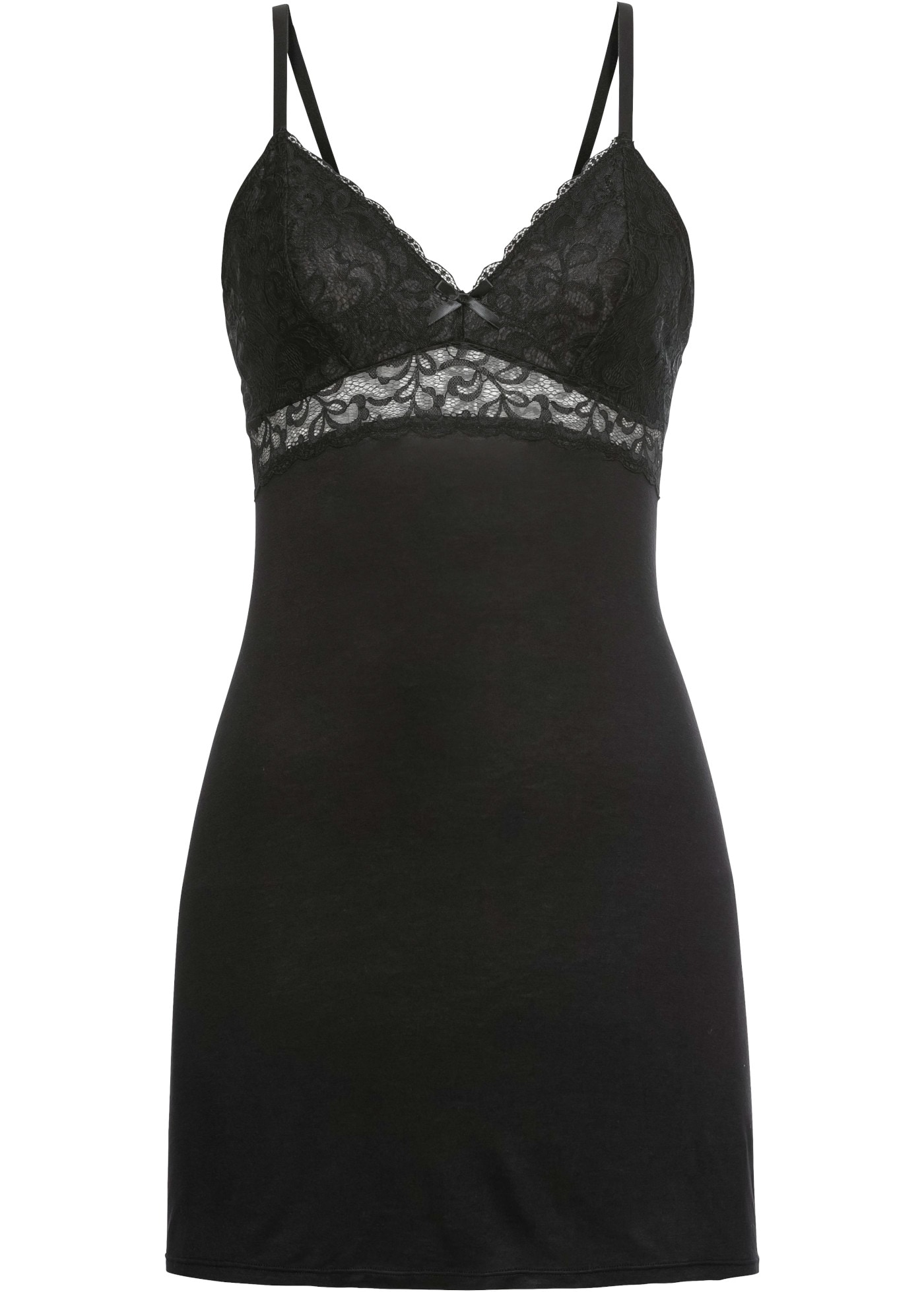 bonprix Négligé en mélange viscose, avec fine dentelle, sans manches