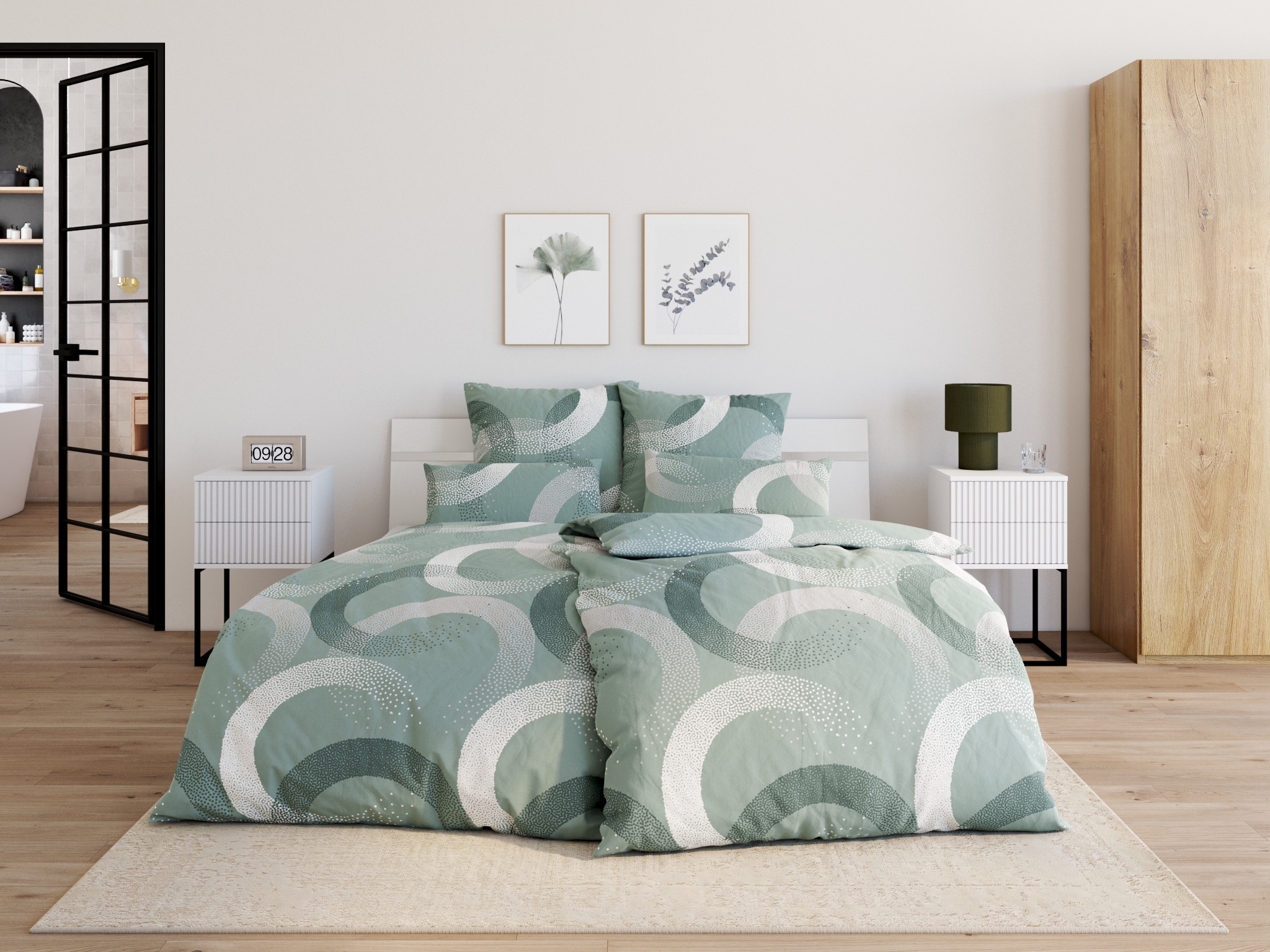 Schlafkontor Table de nuit »Marle Nachtkonsole, Nachtkästchen auf Metall-Fussgestell« Schubkasten in Rillenoptik auf schwarzem Metallgestell