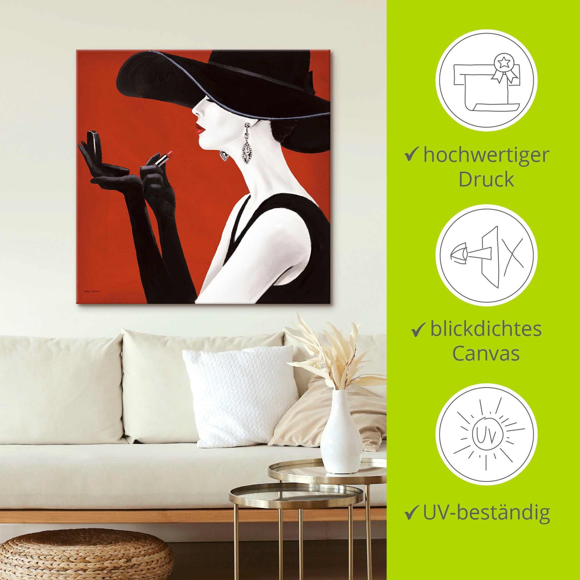 Artland Leinwandbild »Hut ab II« Frau 1 Stk. tlg. auf Holzrahmen gespannt