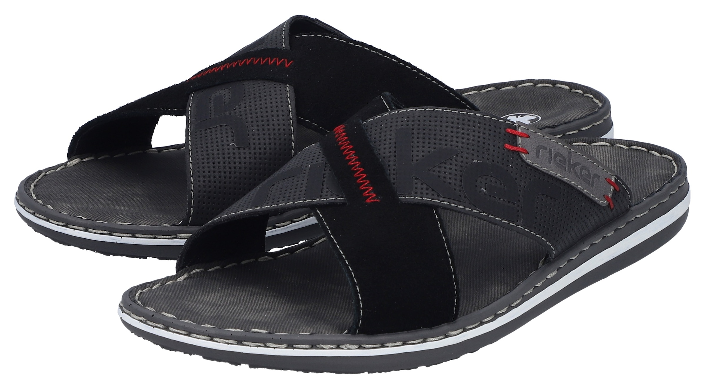 Rieker Pantolette  chaussure d'été, mule, poolslides, avec surpiqûres contrastées