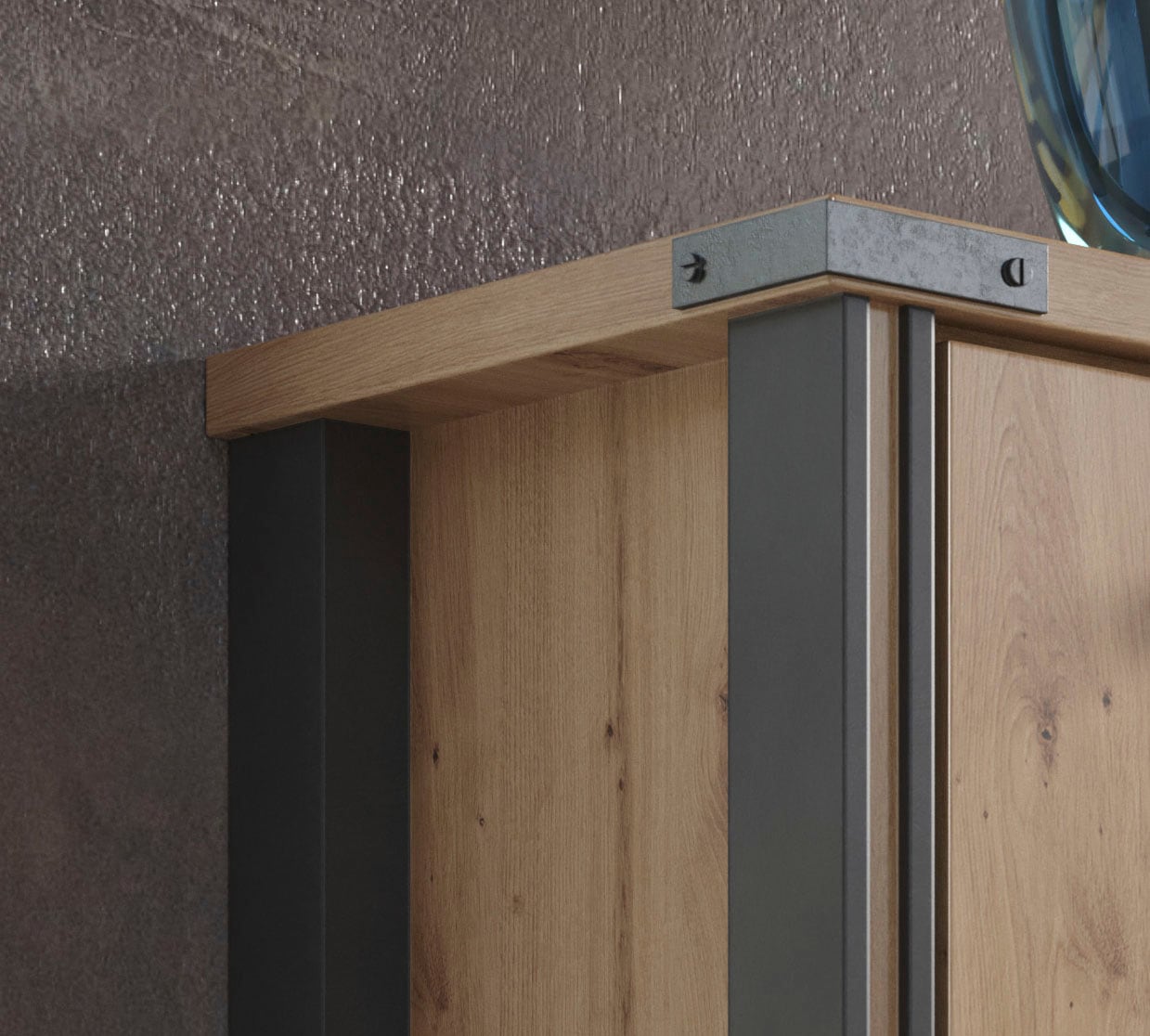 Home affaire Sideboard »Mia« 1 cuis tlg. Echtholzoptik, Eiche, 207 cm breiter Schrank