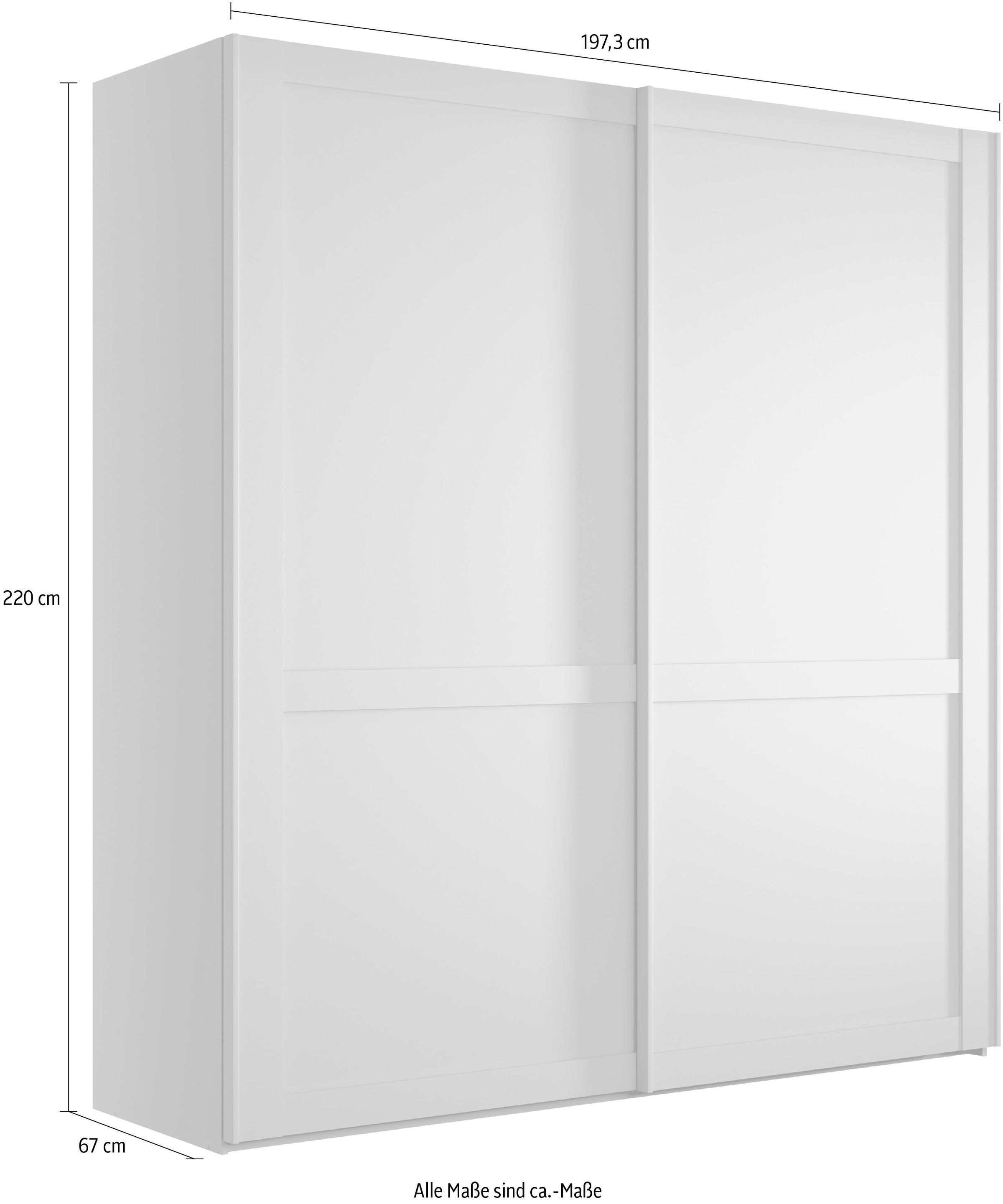 WIEMANN Schwebetürenschrank »Göteborg« Querriegel und Griffleisten im Korpusfarbton, inkl. Spiegel