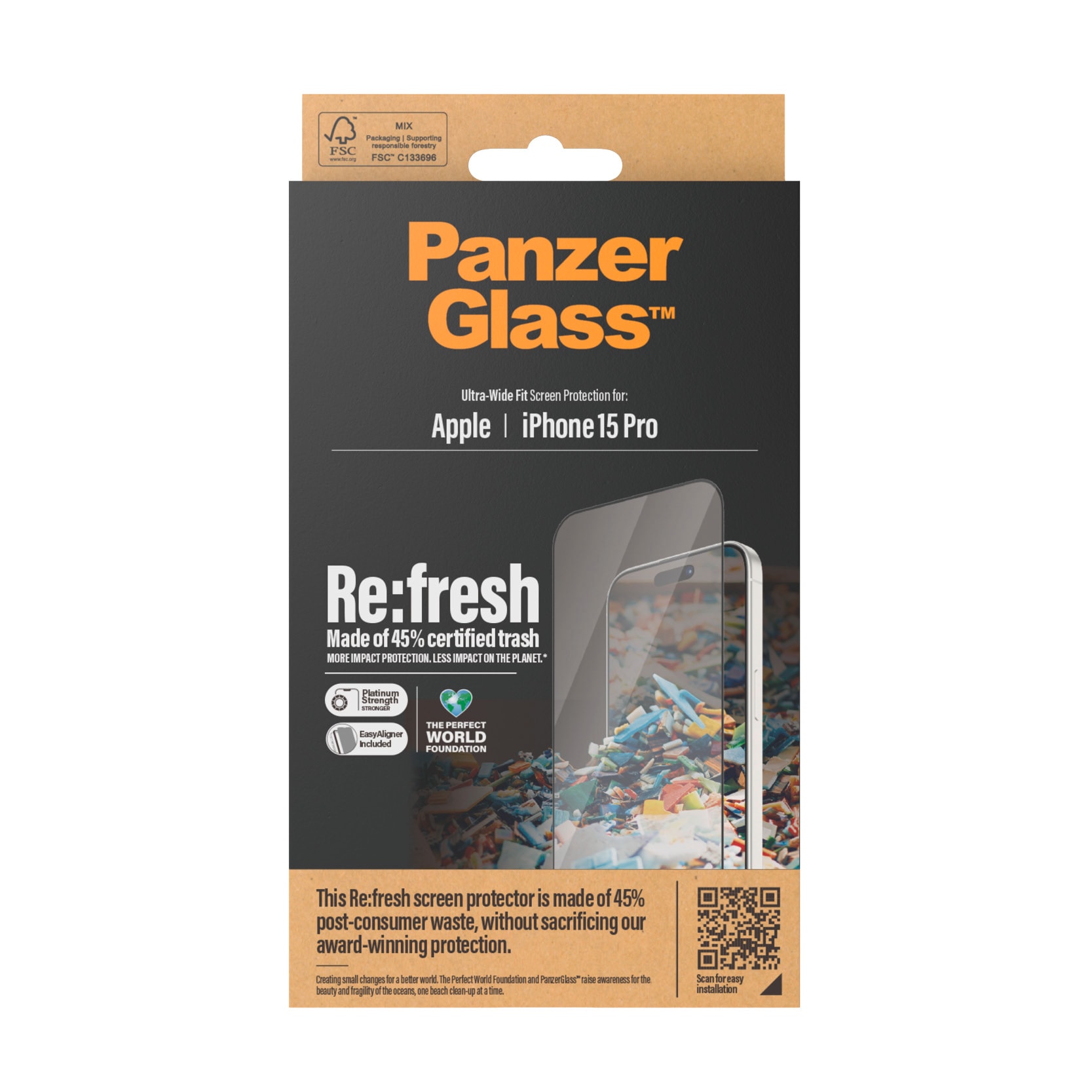 PanzerGlass Verre de protection d'écran »Screen Protector Glass« für iPhone 15 Pro Ultra Wide Fit